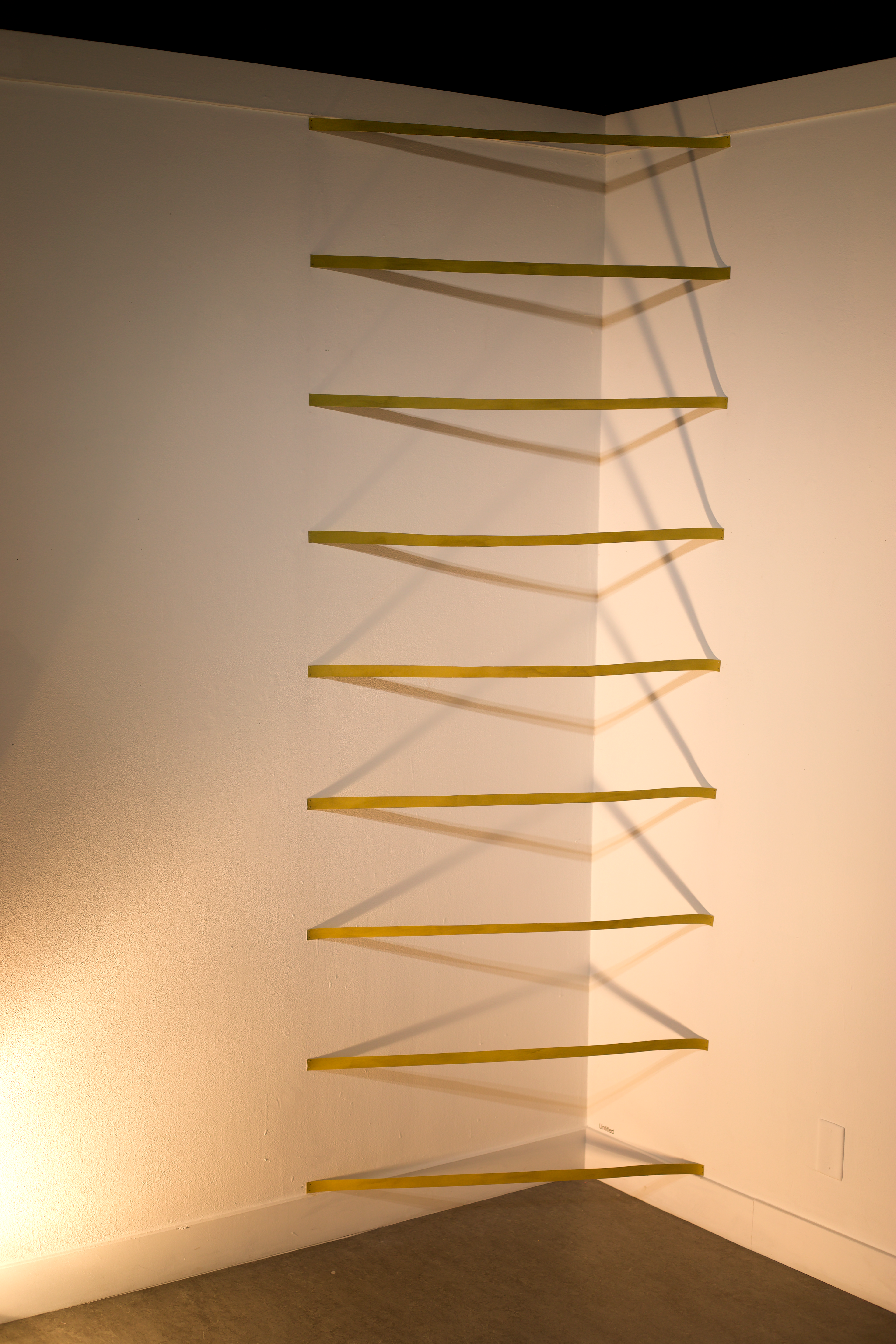 "Untitled," 2023, dyed watercolor paper on wall, 91x36 inches
