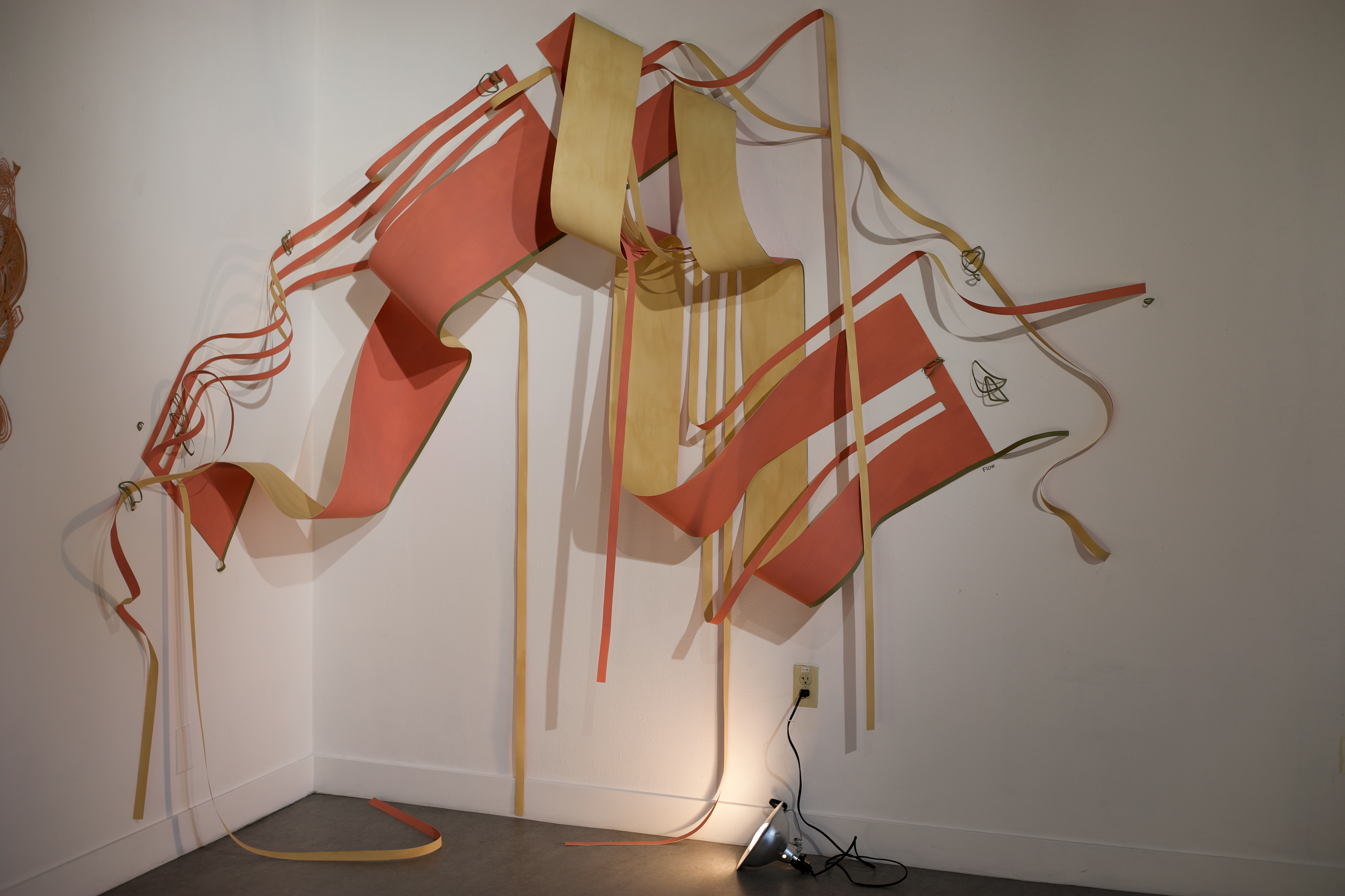 "Flow," 2023, paper sculpture, gouache and ink mixture on watercolor paper, 96 x 67 x 22 inches