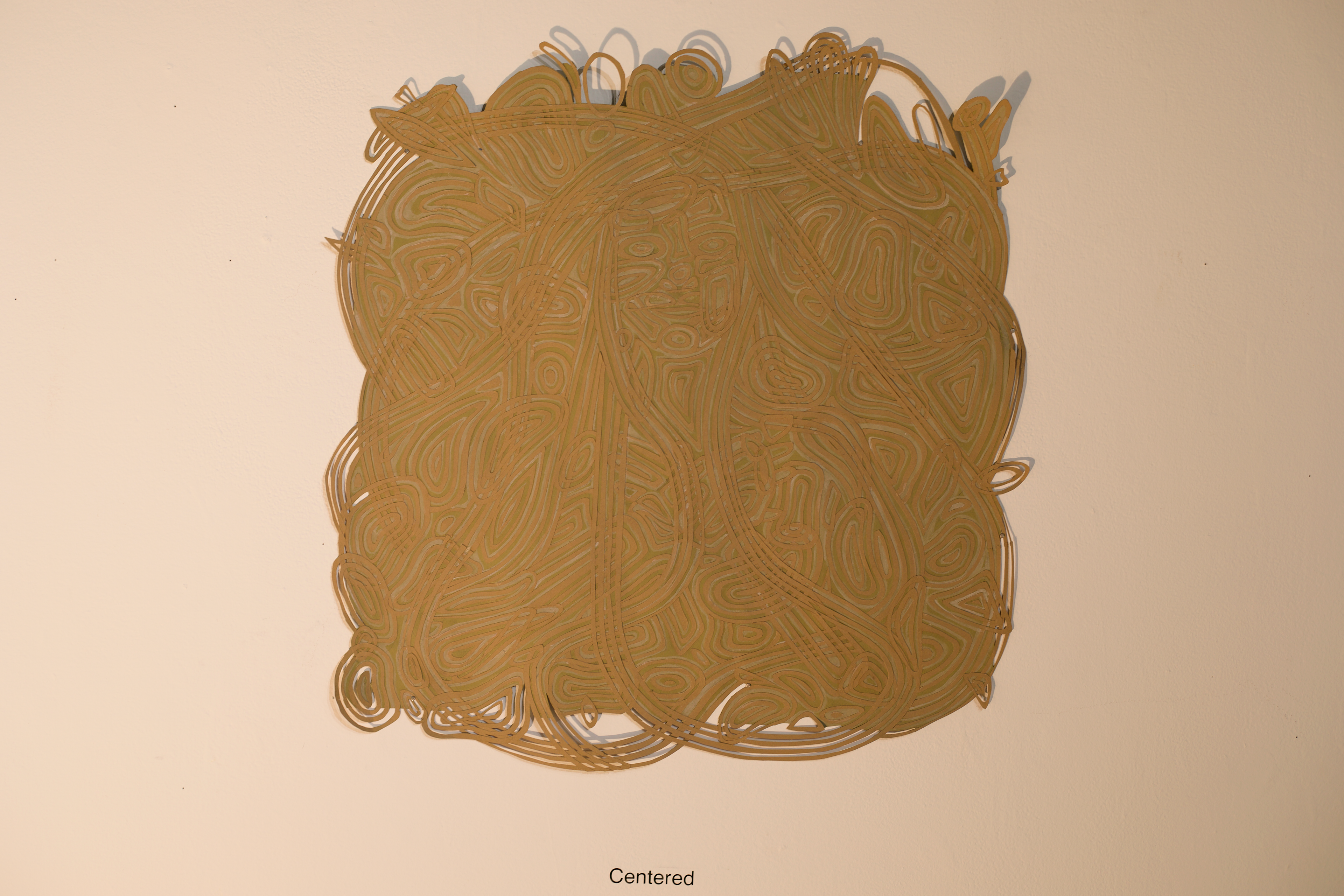 "Centered," 2023, colored paper on colored paper, 21 x 21 inches