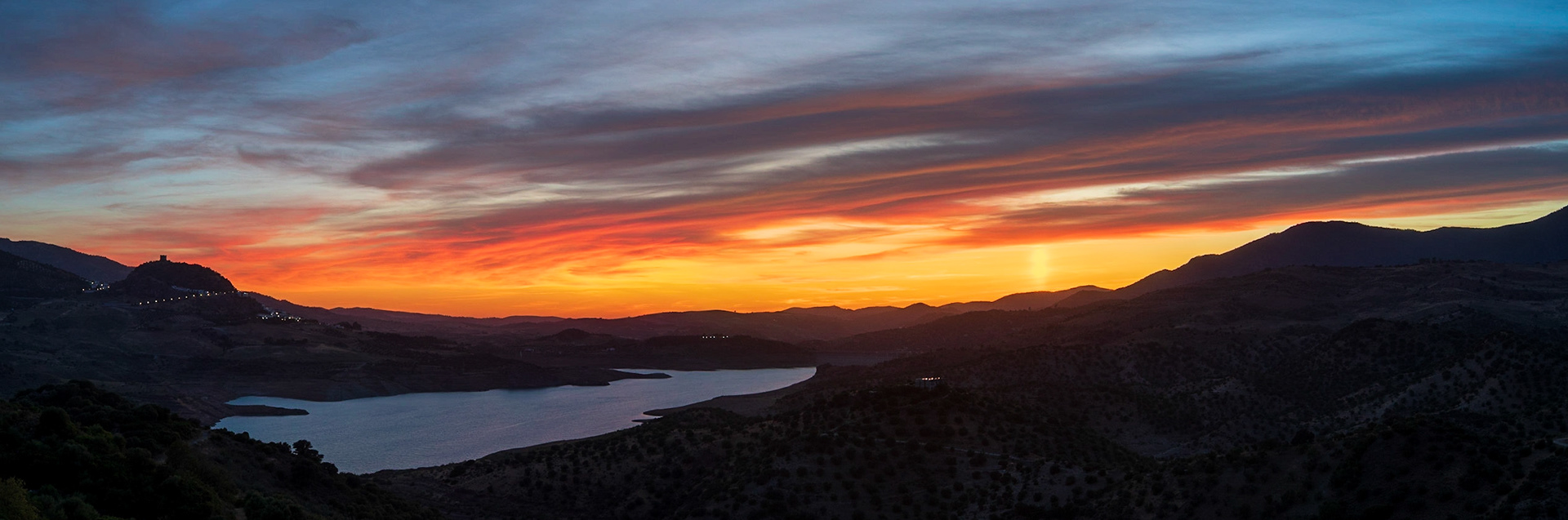 Sunset panorama over Zahara, Andalusia, Spain