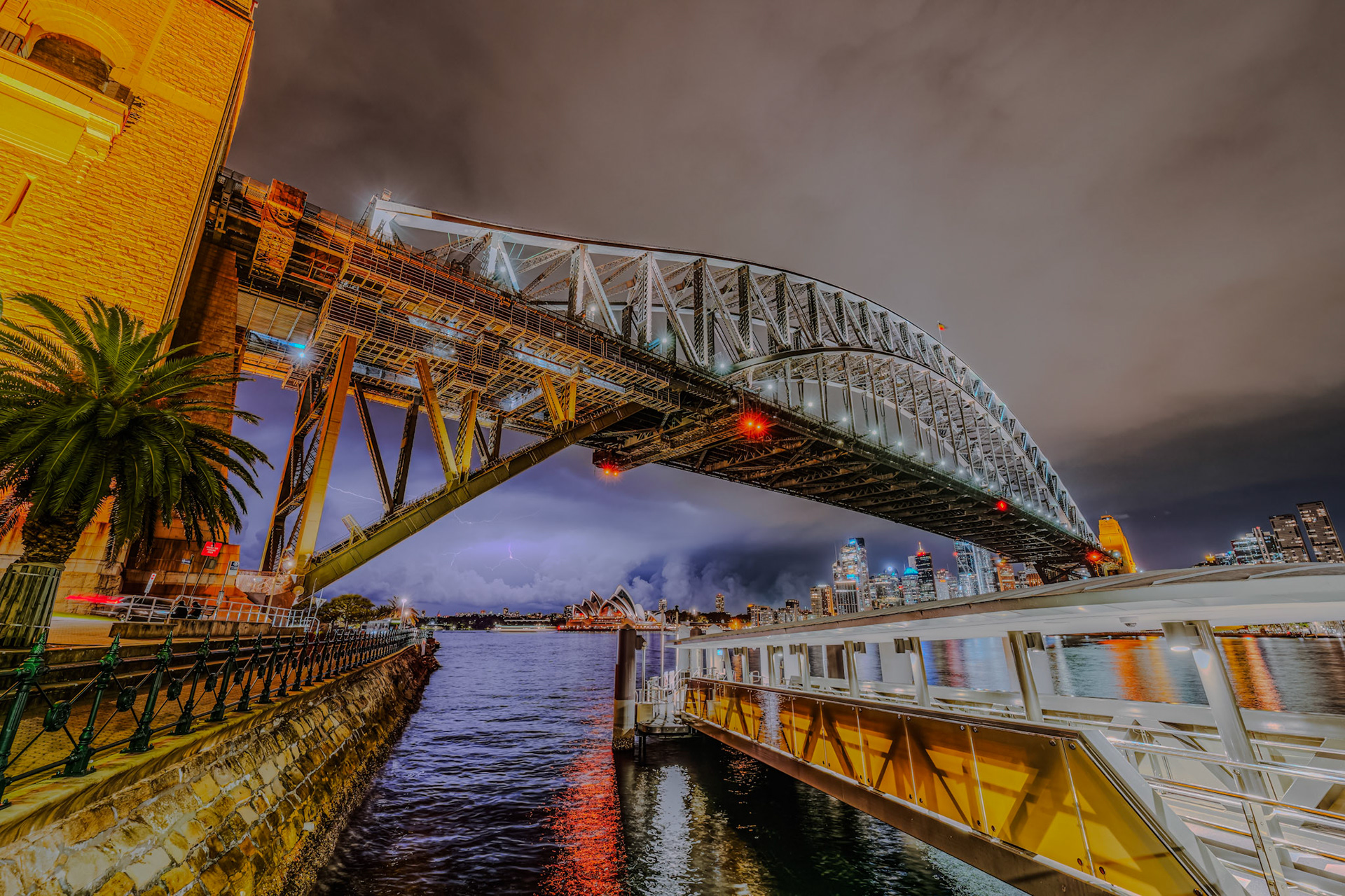 Lightning behind the Sydney Harbour Bridge