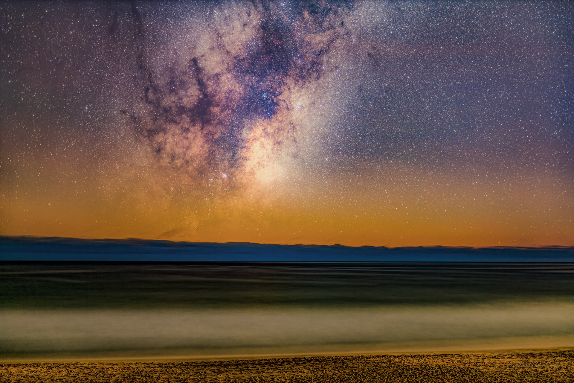 Milky Way and Moon twilight at Palm Beach