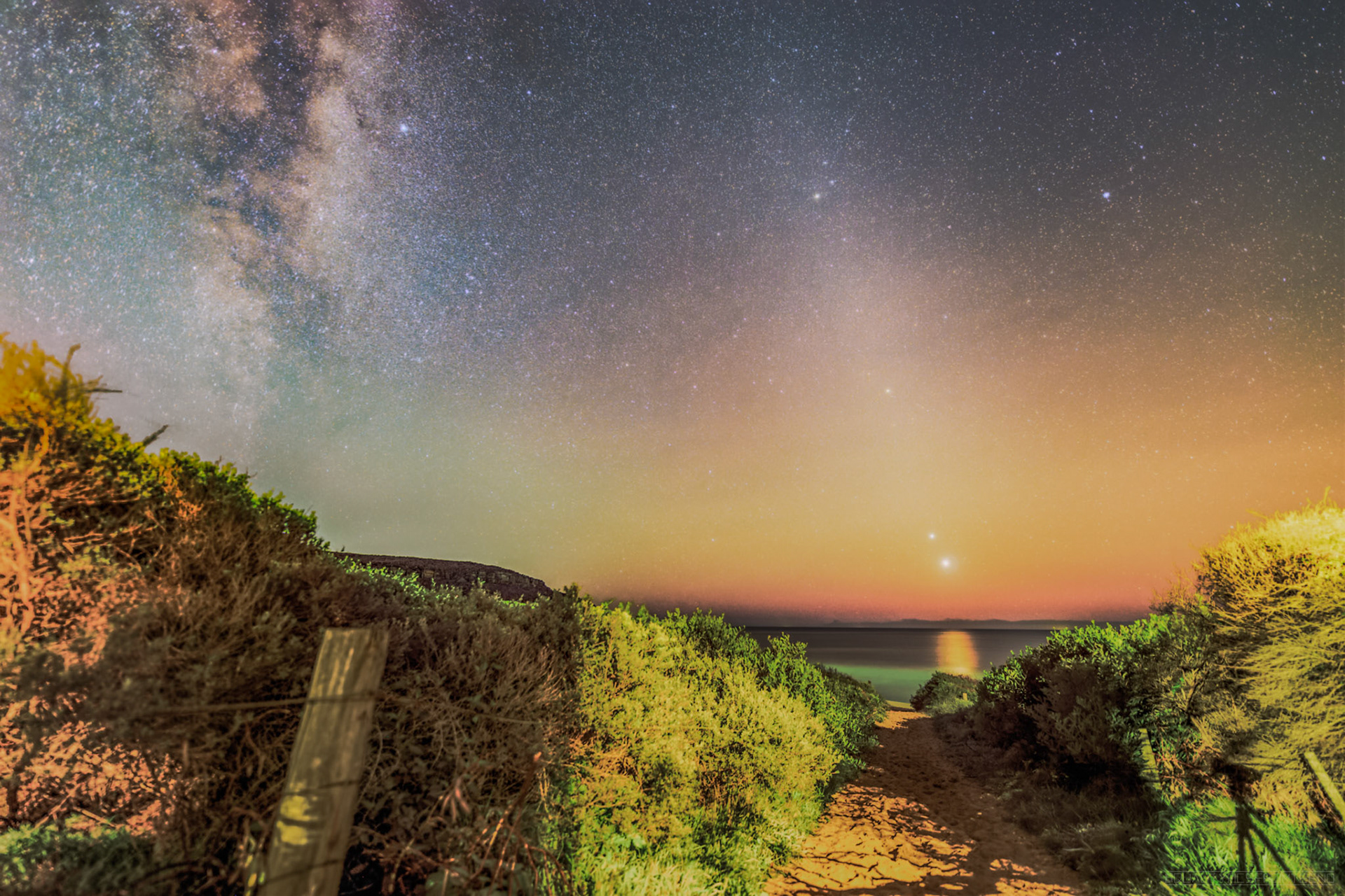Planetary alignment from Palm Beach