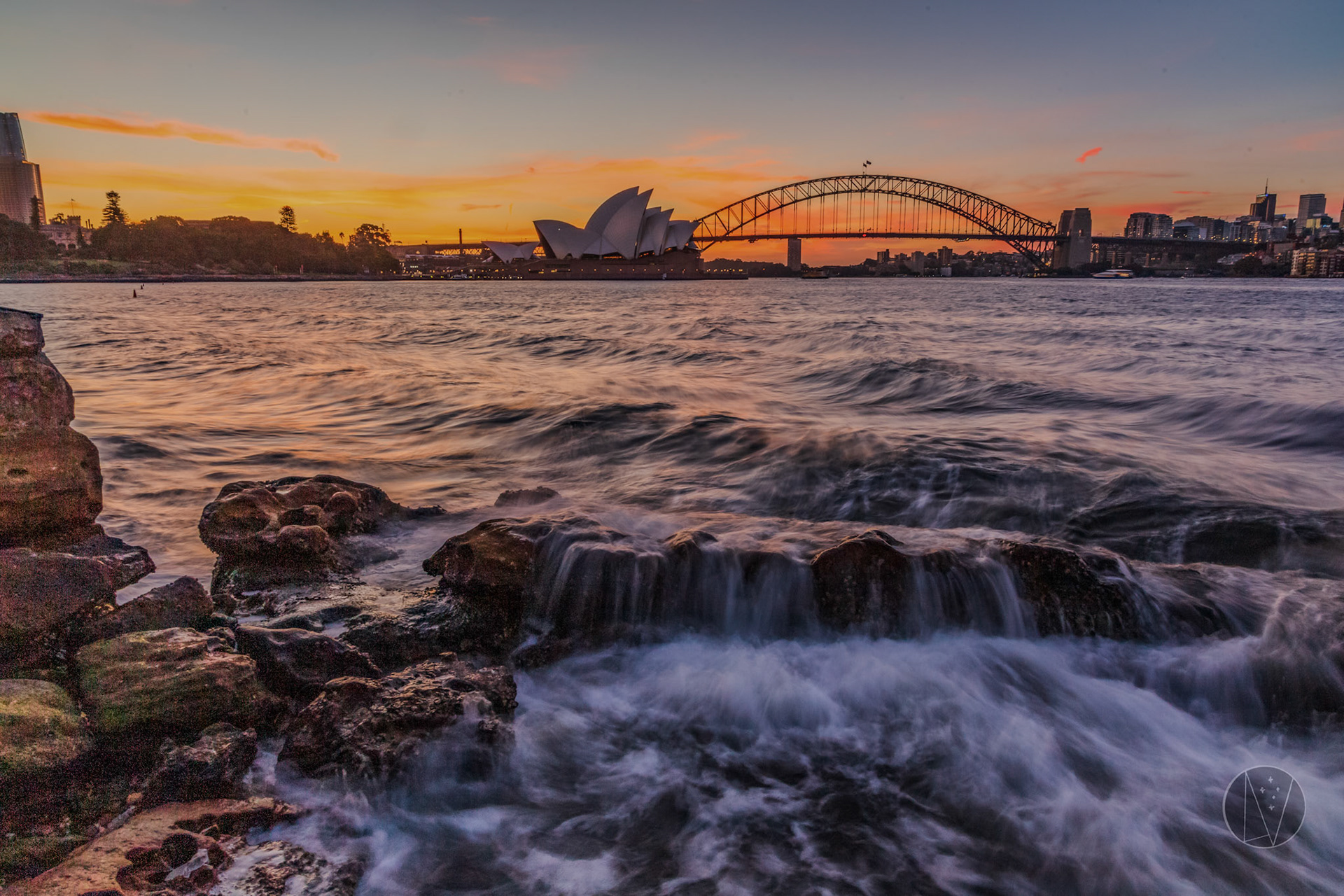 Mrs Macquarie’s Chair during a sunset