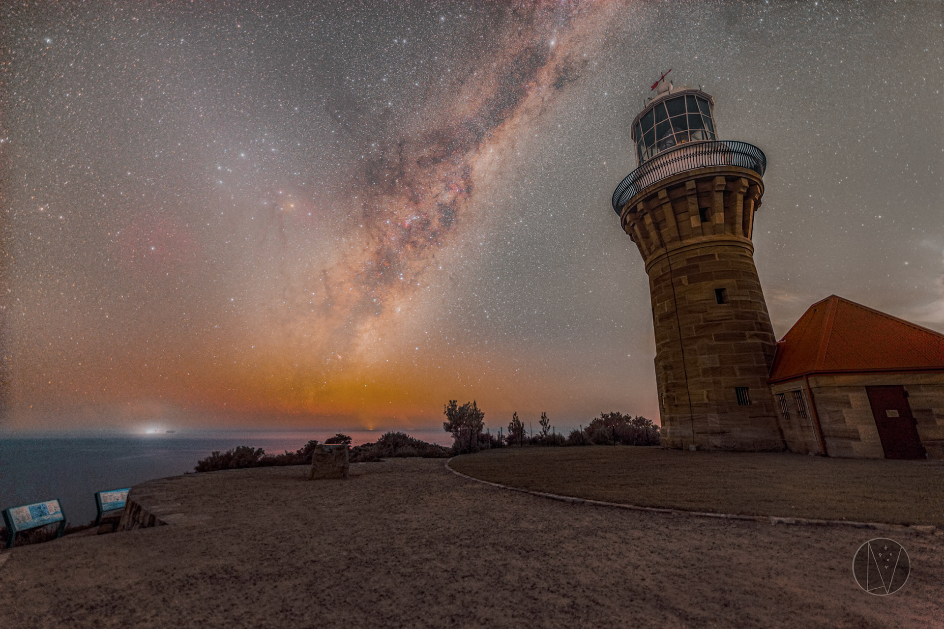 Milky Way rising over Barrenjoey Lighthouse