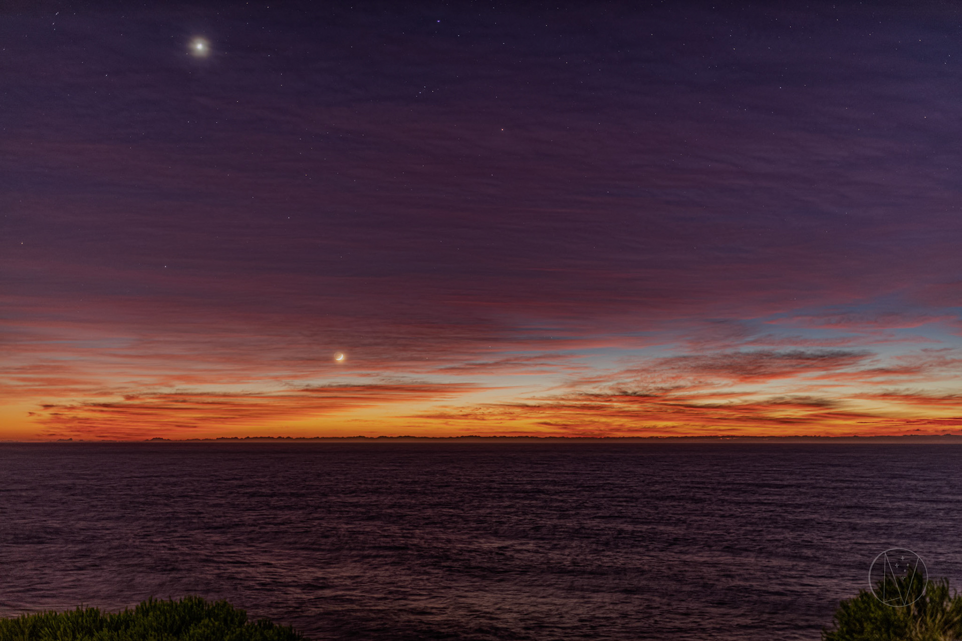 The ocean from Seal Rocks before sunrise