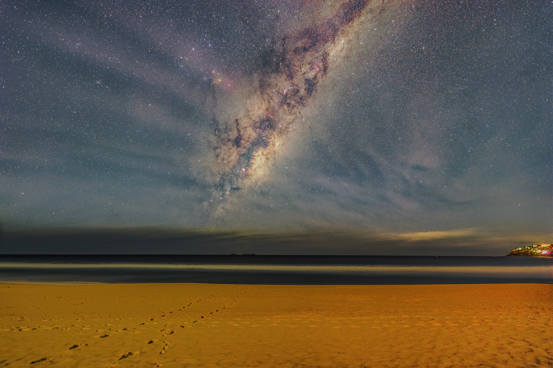Moonlit Milky Way over Palm Beach