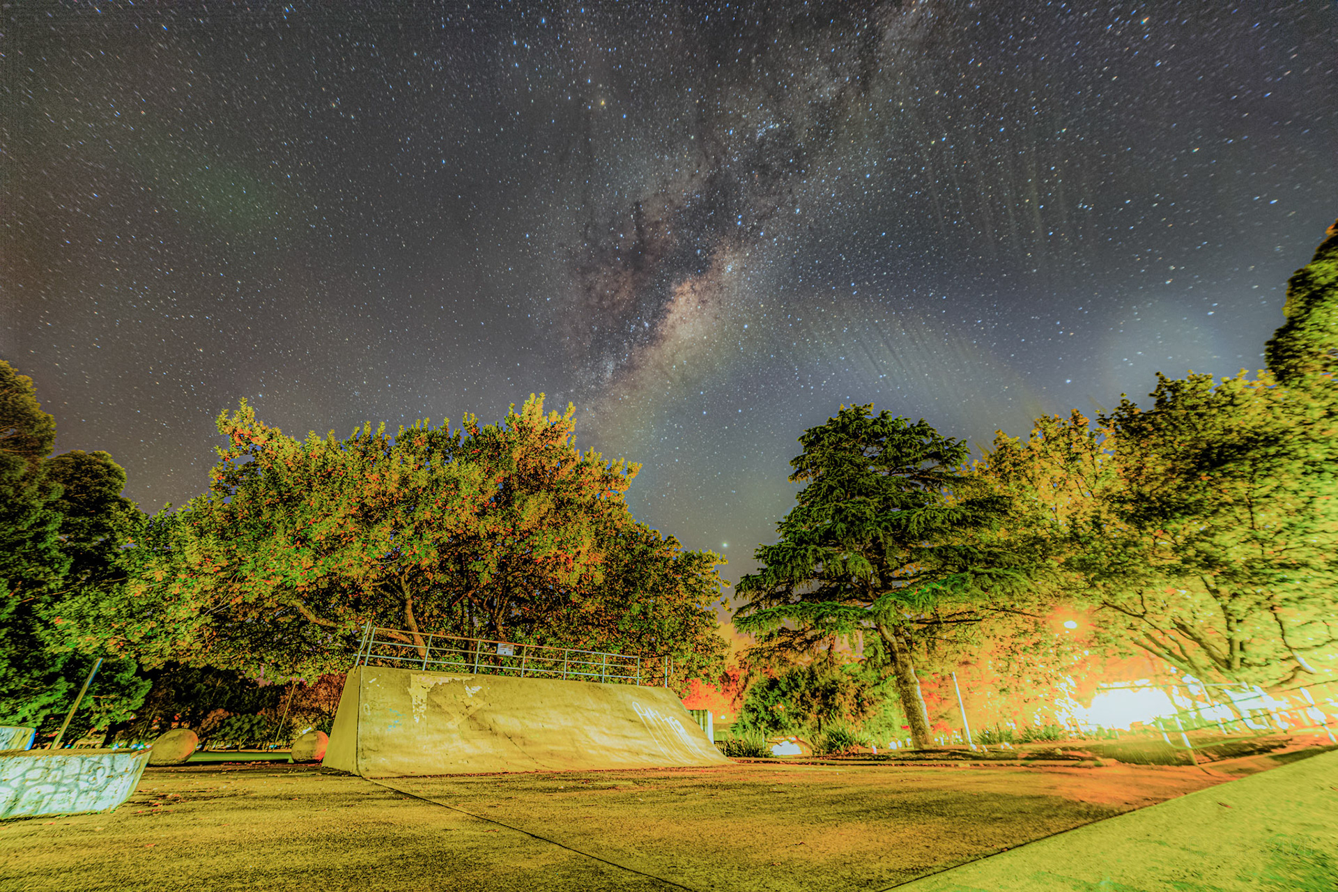 Milky way over St Ives Skatepark