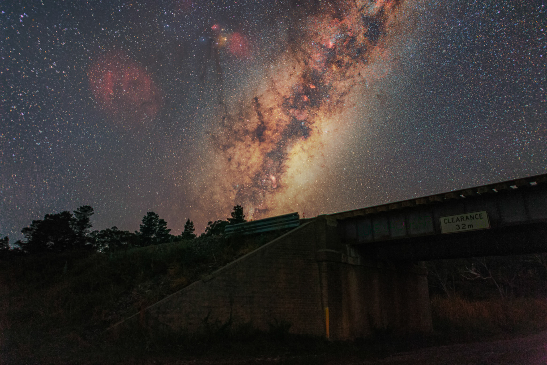 Milky Way over a railway bridge in Tallong