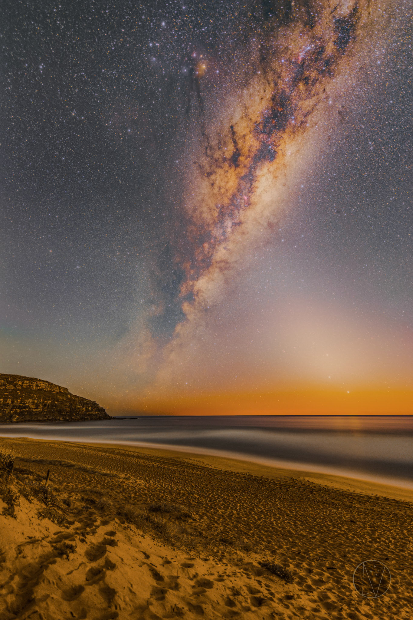 Milky Way over Palm Beach during twilight