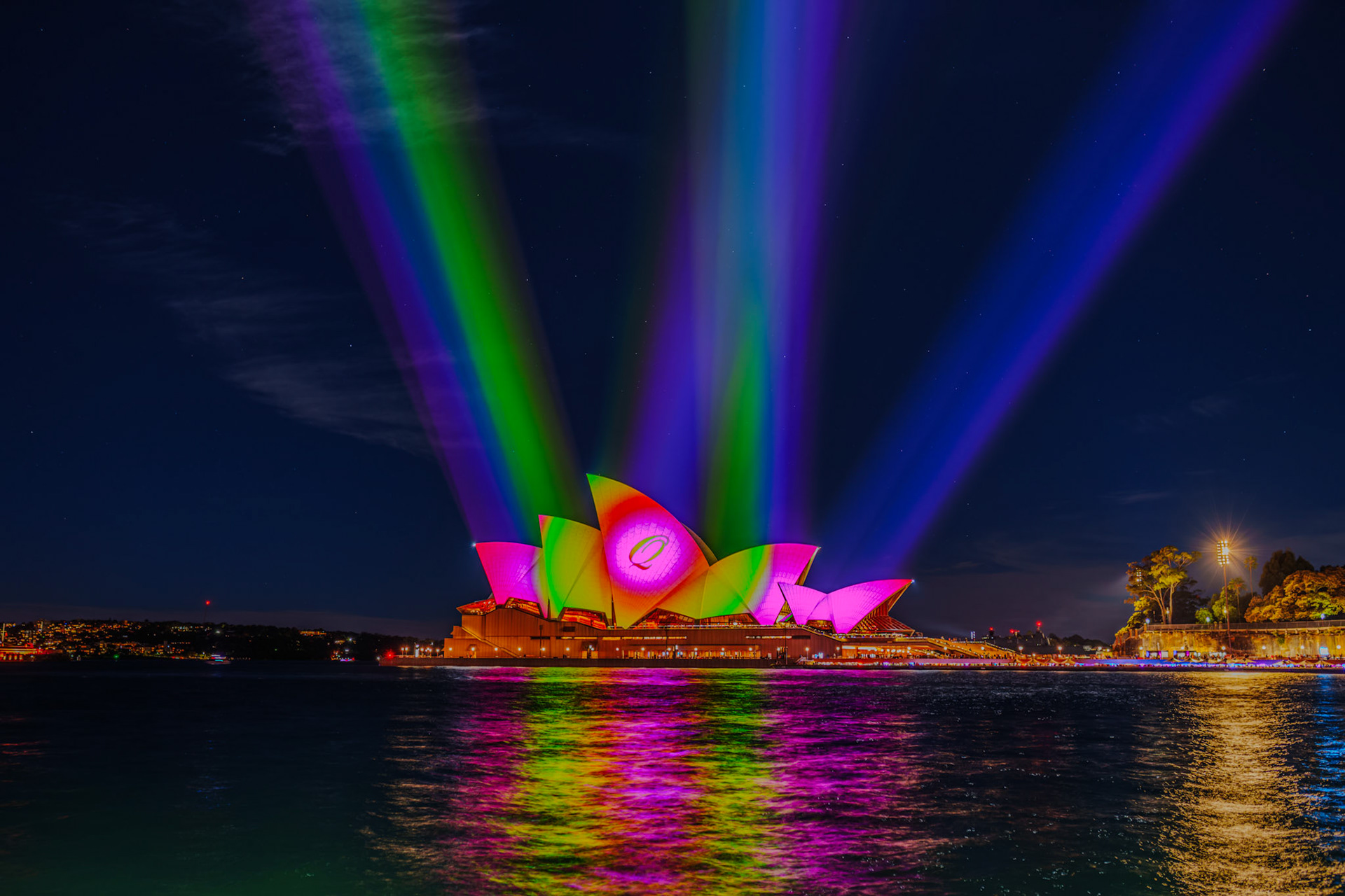 Vivid beams on the Sydney Opera House