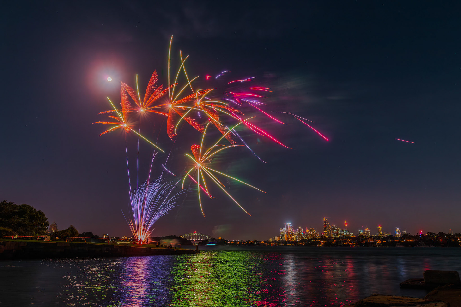 Fireworks over Clarke Point