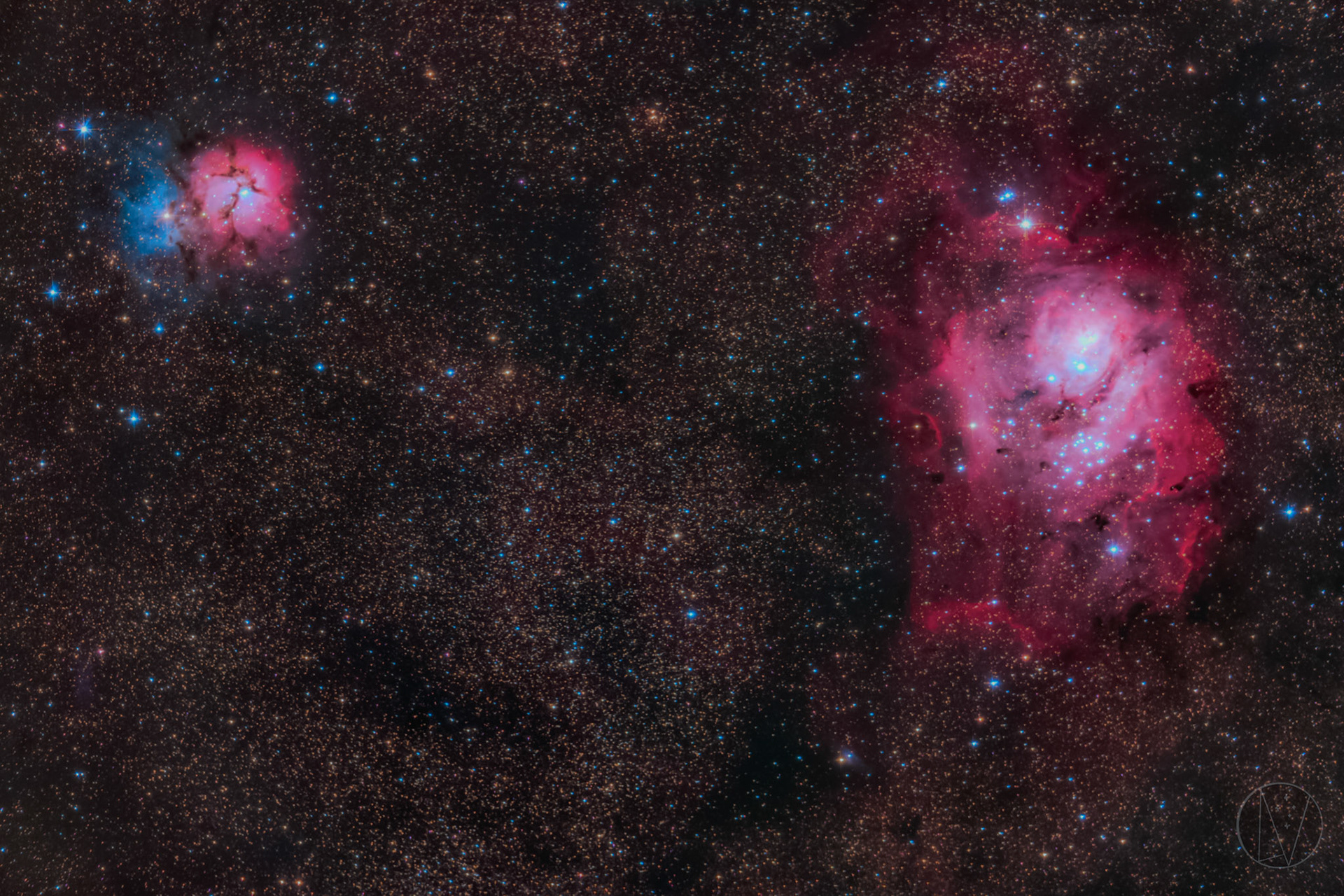 Lagoon and Trifid Nebule from Palm Beach