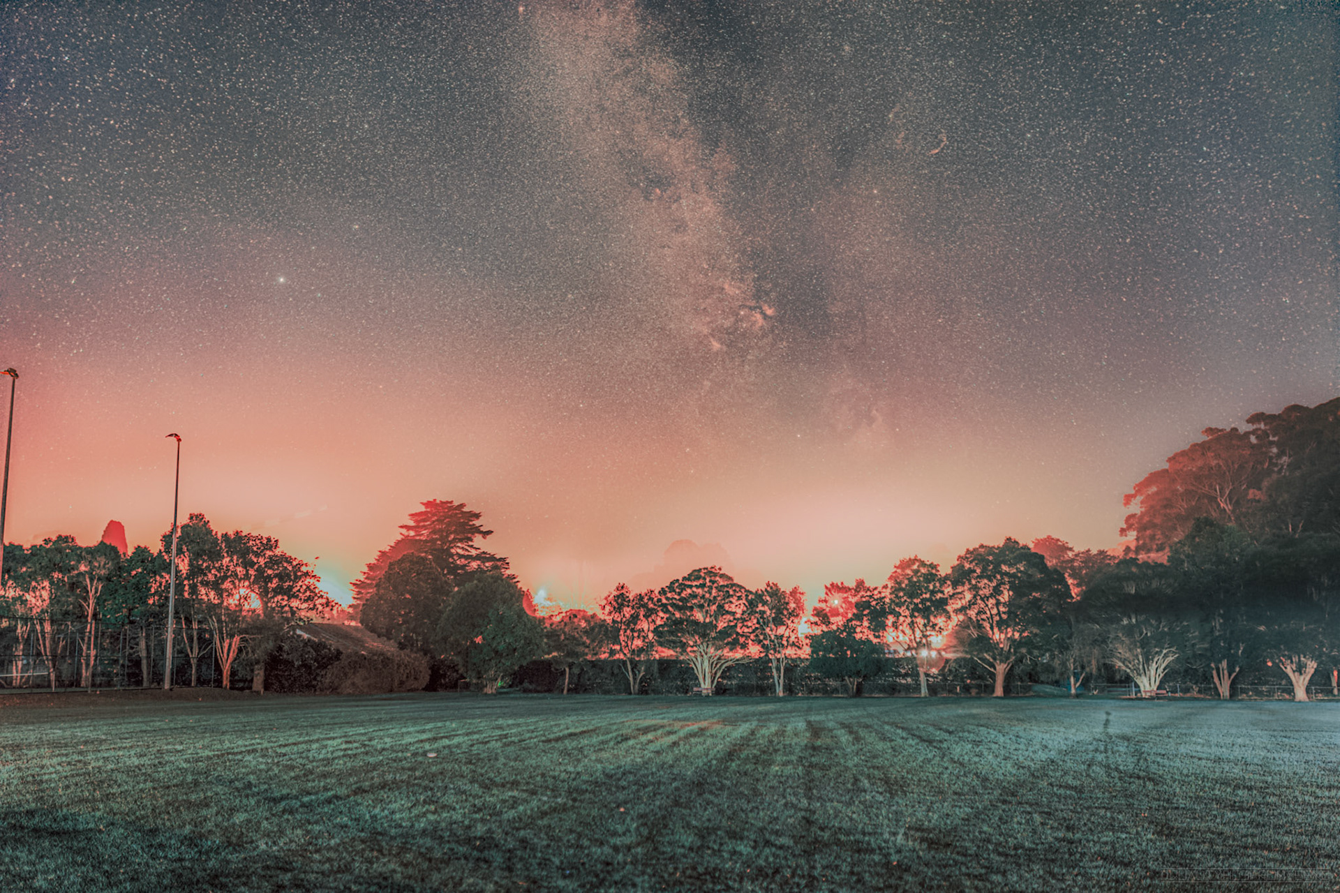 St Ives covered in fog with the Milky Way