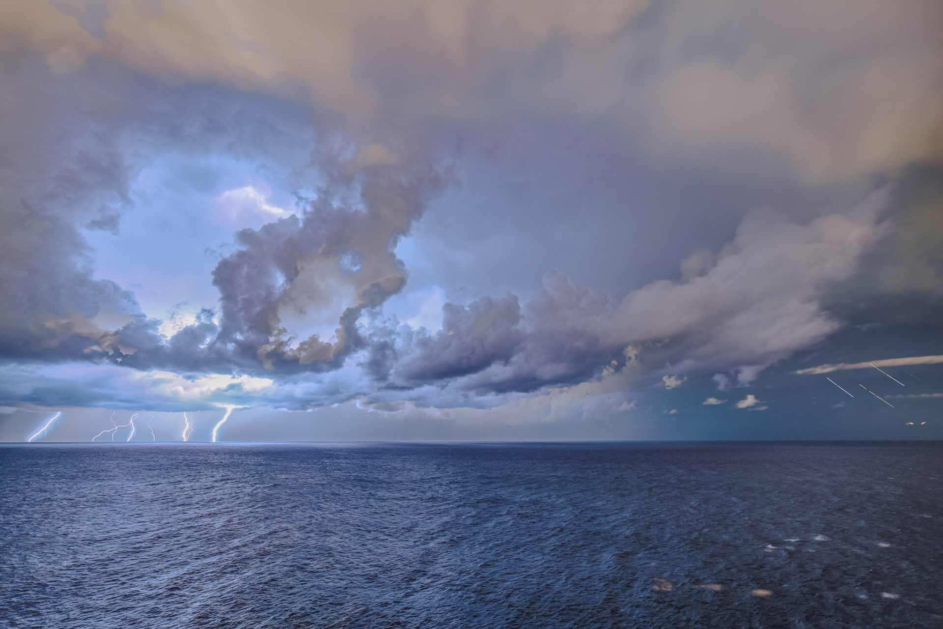 Lightning over the ocean from Bondi Beach