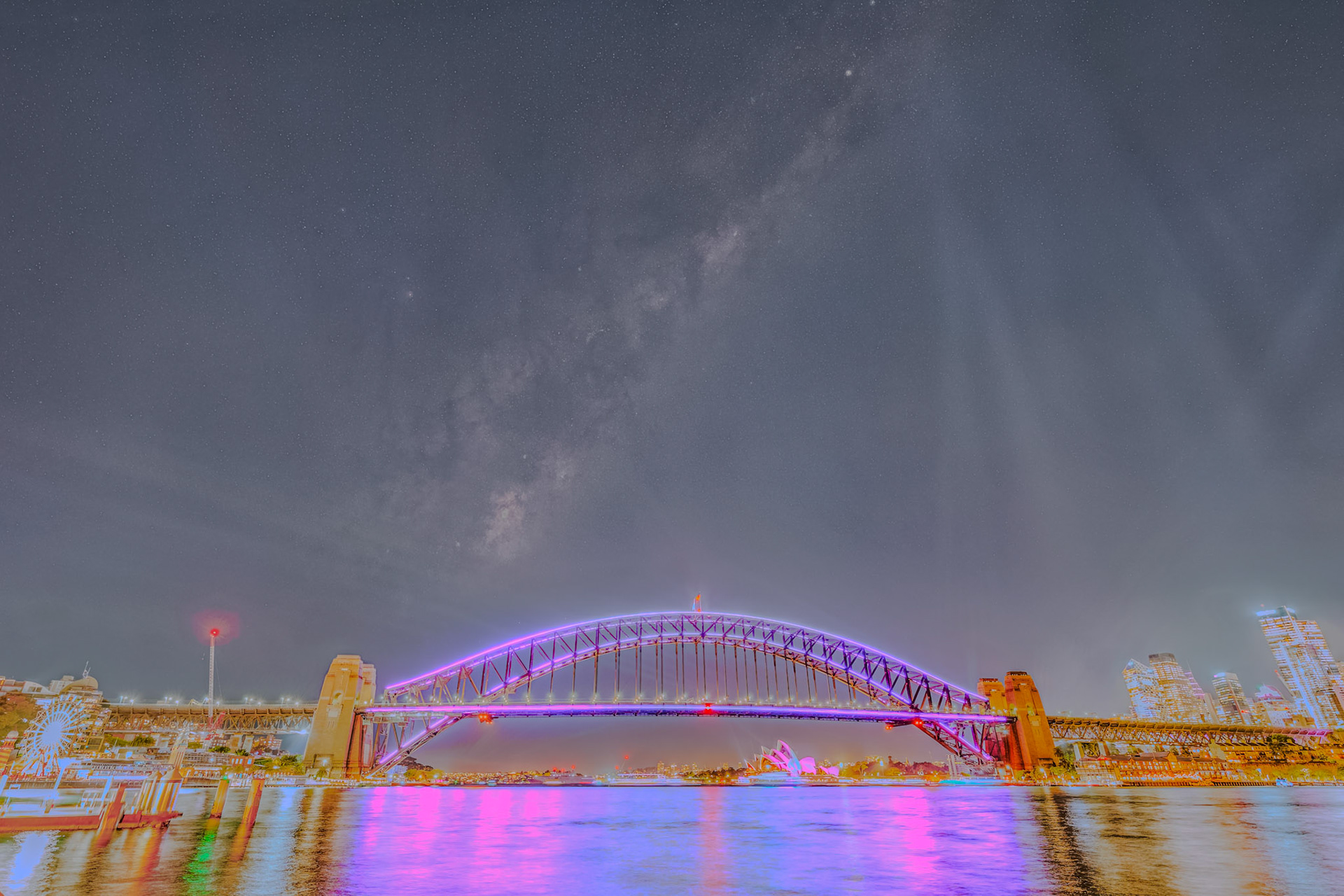 Milky Way over Vivid Sydney