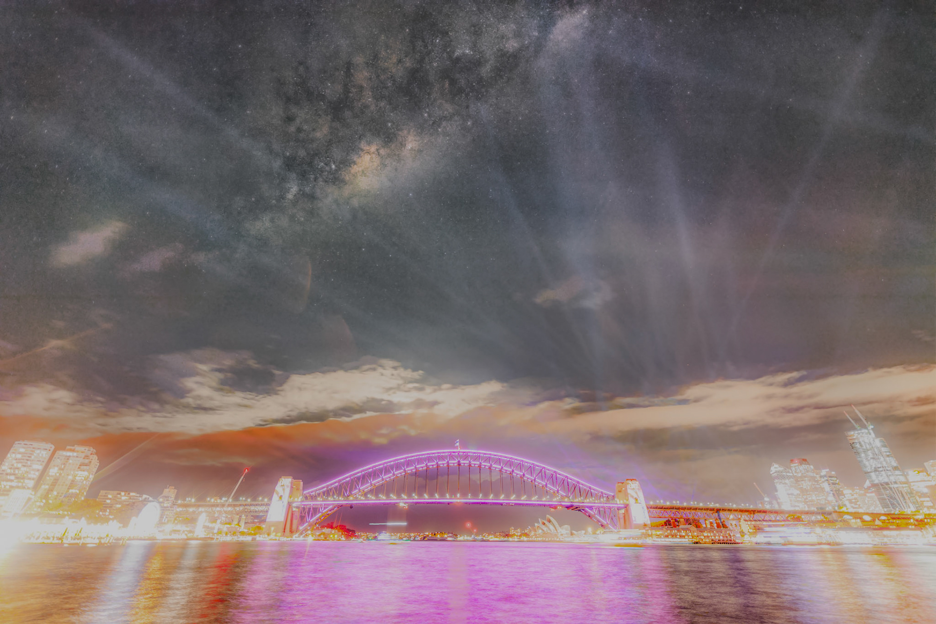 Milky Way over Vivid Sydney
