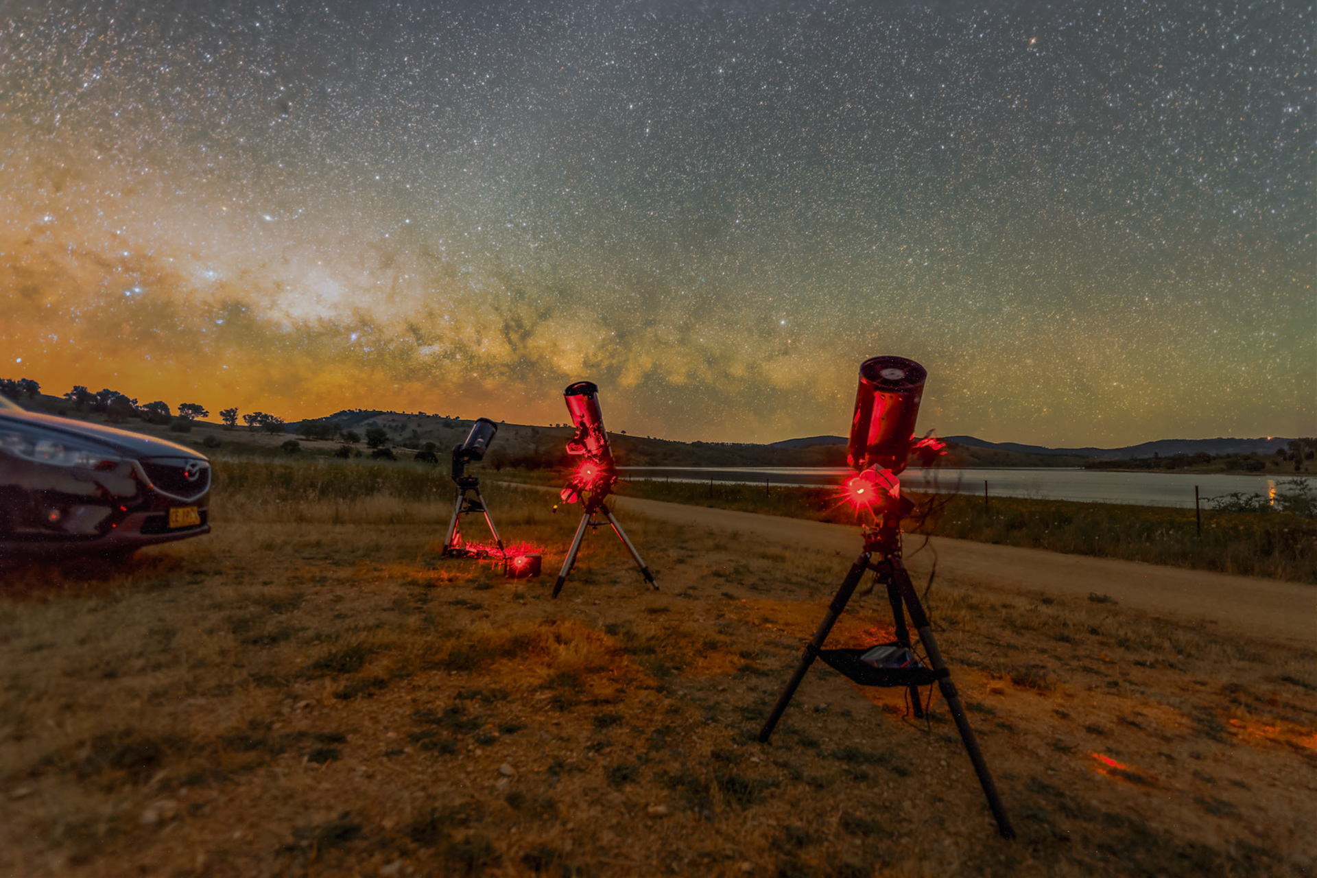 Milky Way and telescopes in Wyangala