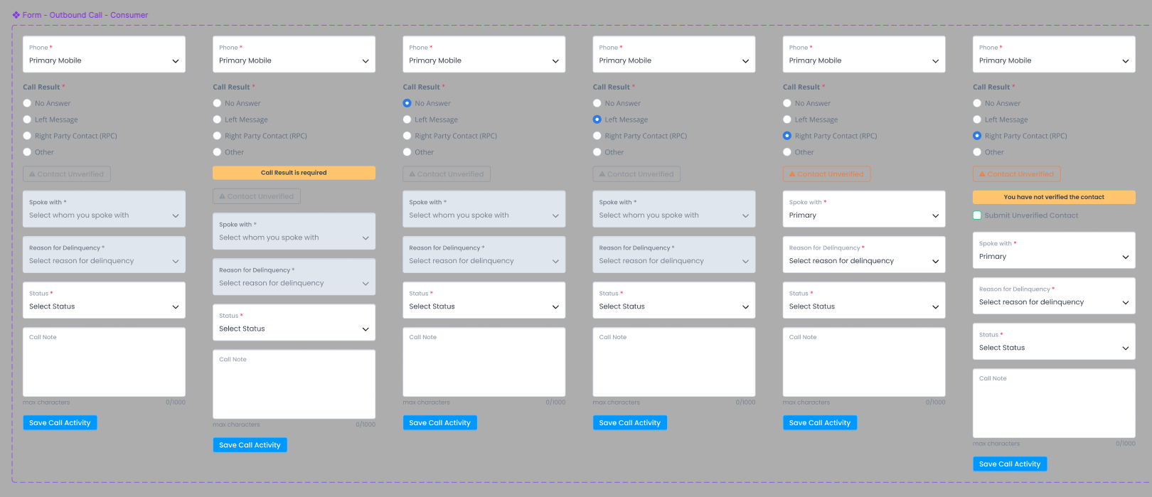 Outbound Call Summary Figma Component