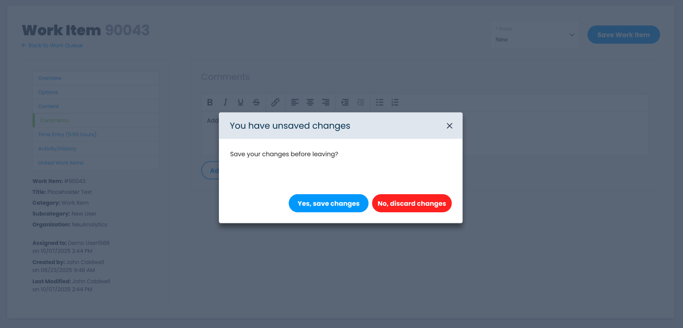Unsaved Changes Alert