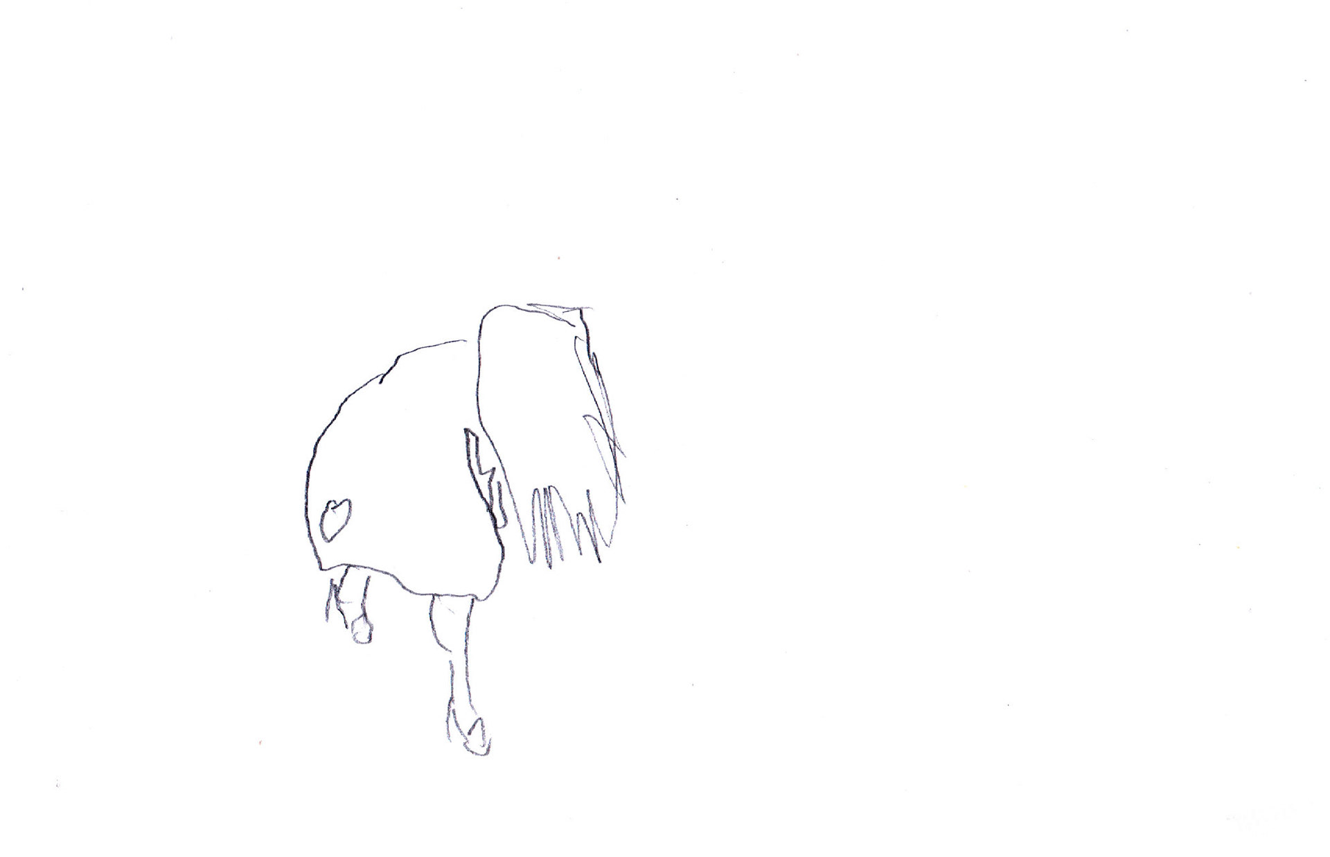 The body is much smaller and looks like the camera has zoomed out. The body is bent forward and the hair is flying out in front of the face. the left foot is up in the air and is in motion to be stomped down on the ground.