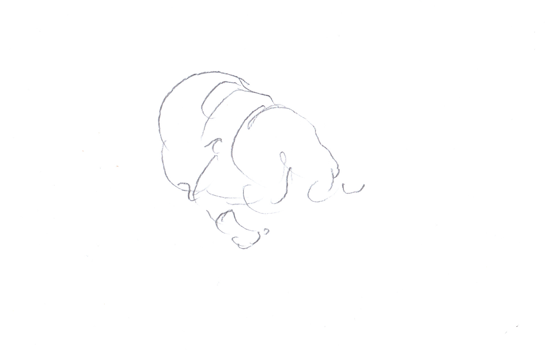 The body is in the center of the image and is on their knees bent forward. The hair is spilling onto the floor. This pose does not imply movement.