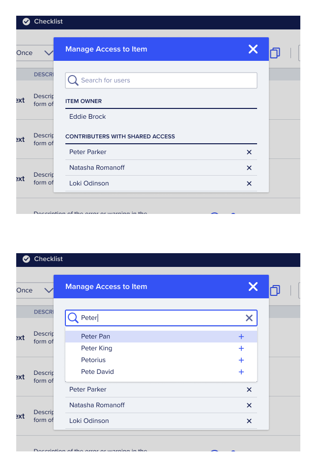 Share modal.