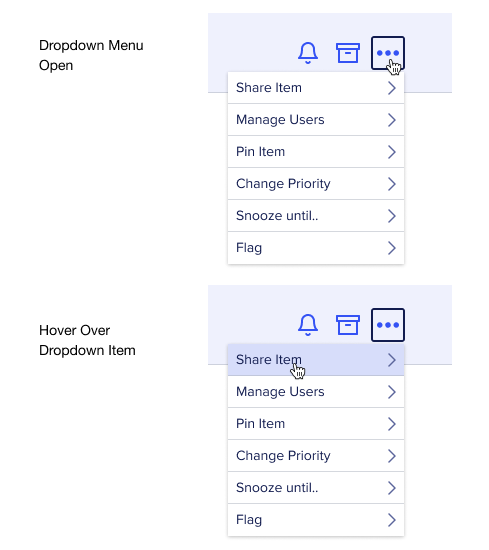 Contextual options for row items.