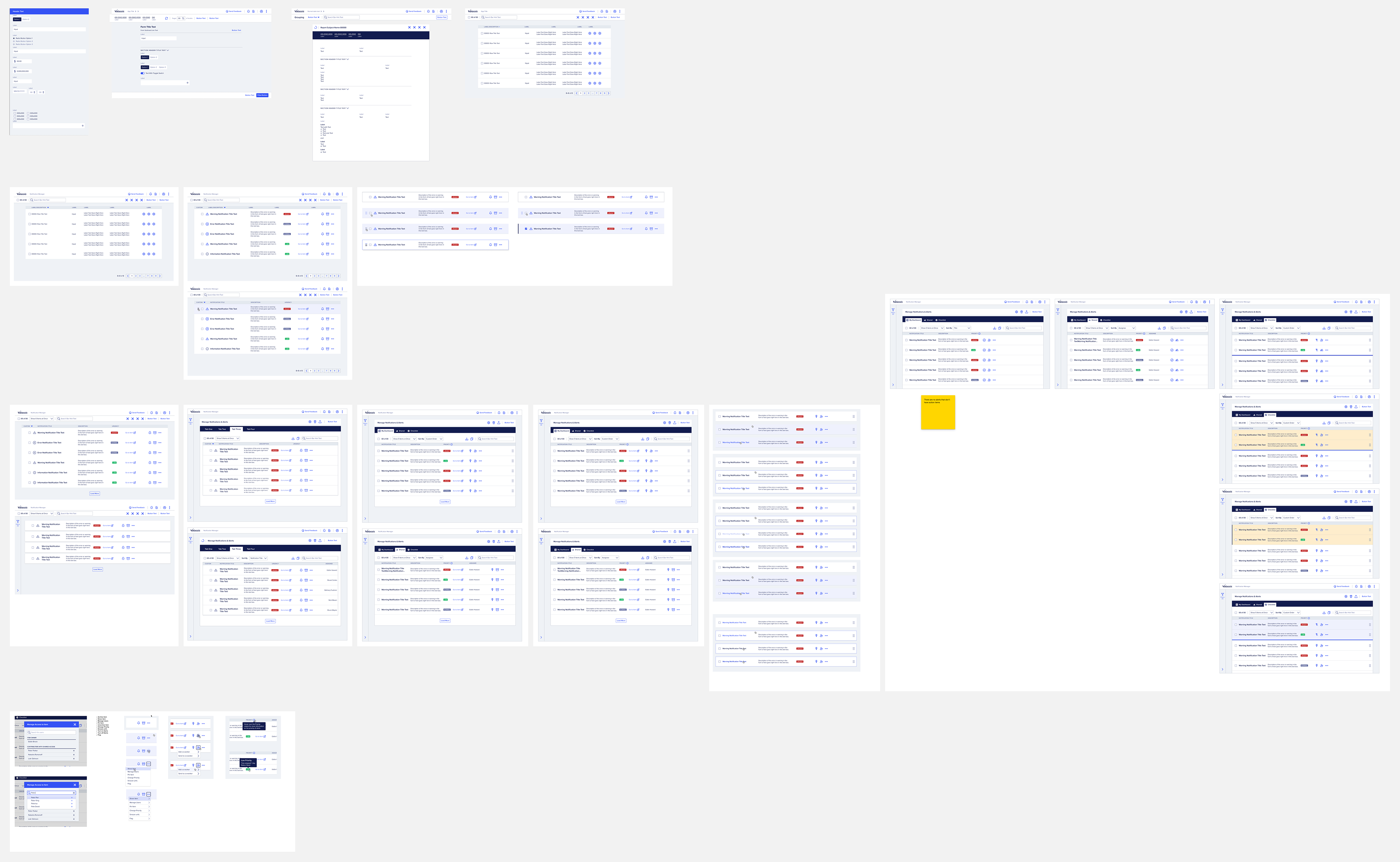 Visual Iterations of the core "views" within the Notification Manager concept.