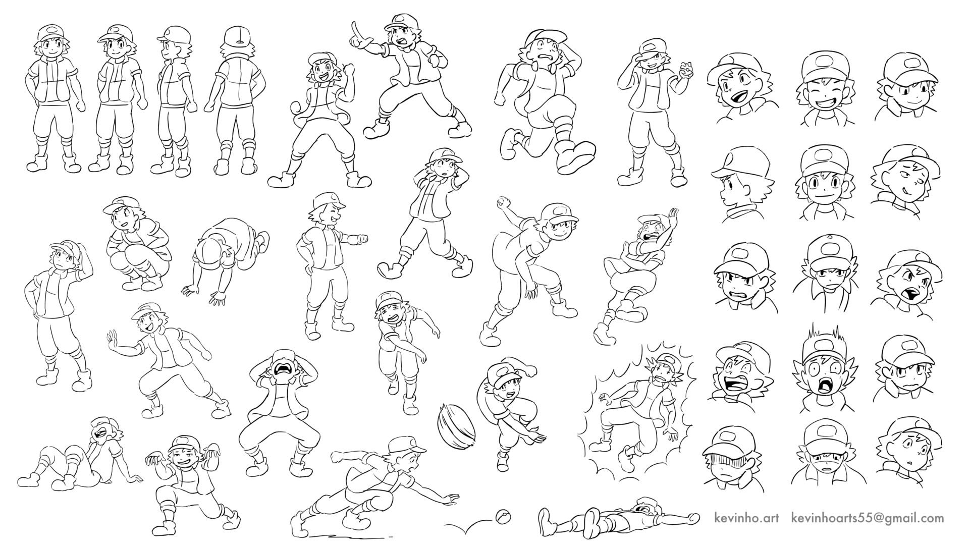 Ash Ketchum Character explorations for a Brainstorm Storyboard Revisionist Class