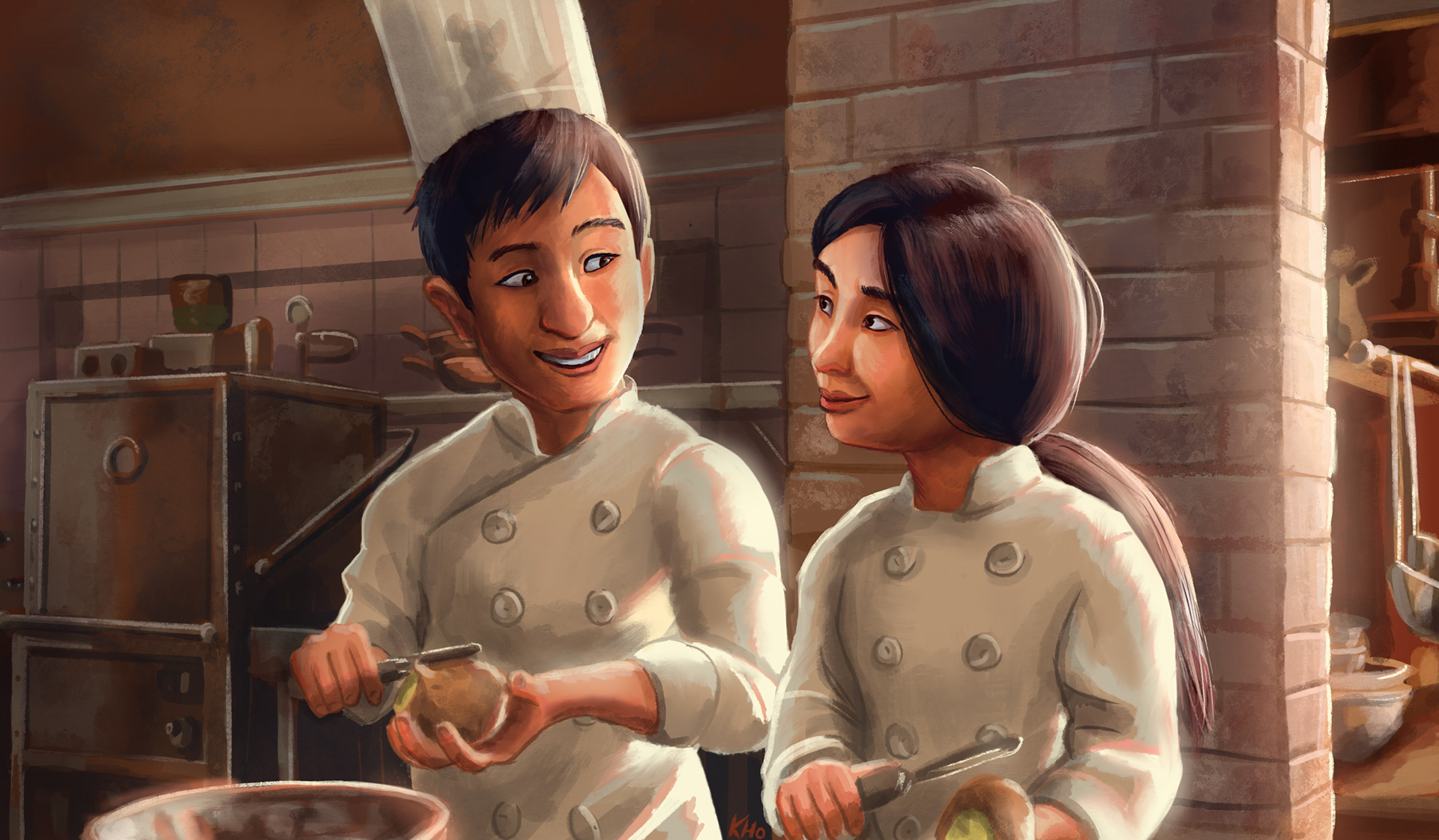 Concept Painting based on Ratatouille featuring a friend and his girlfriend for their anniversary 2021
