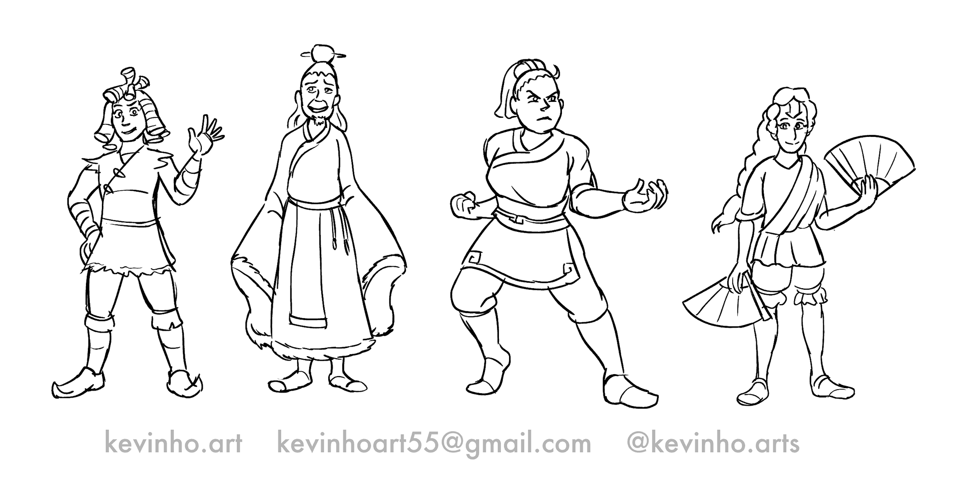 Character sketches inspired by Avatar: The Last Airbender
