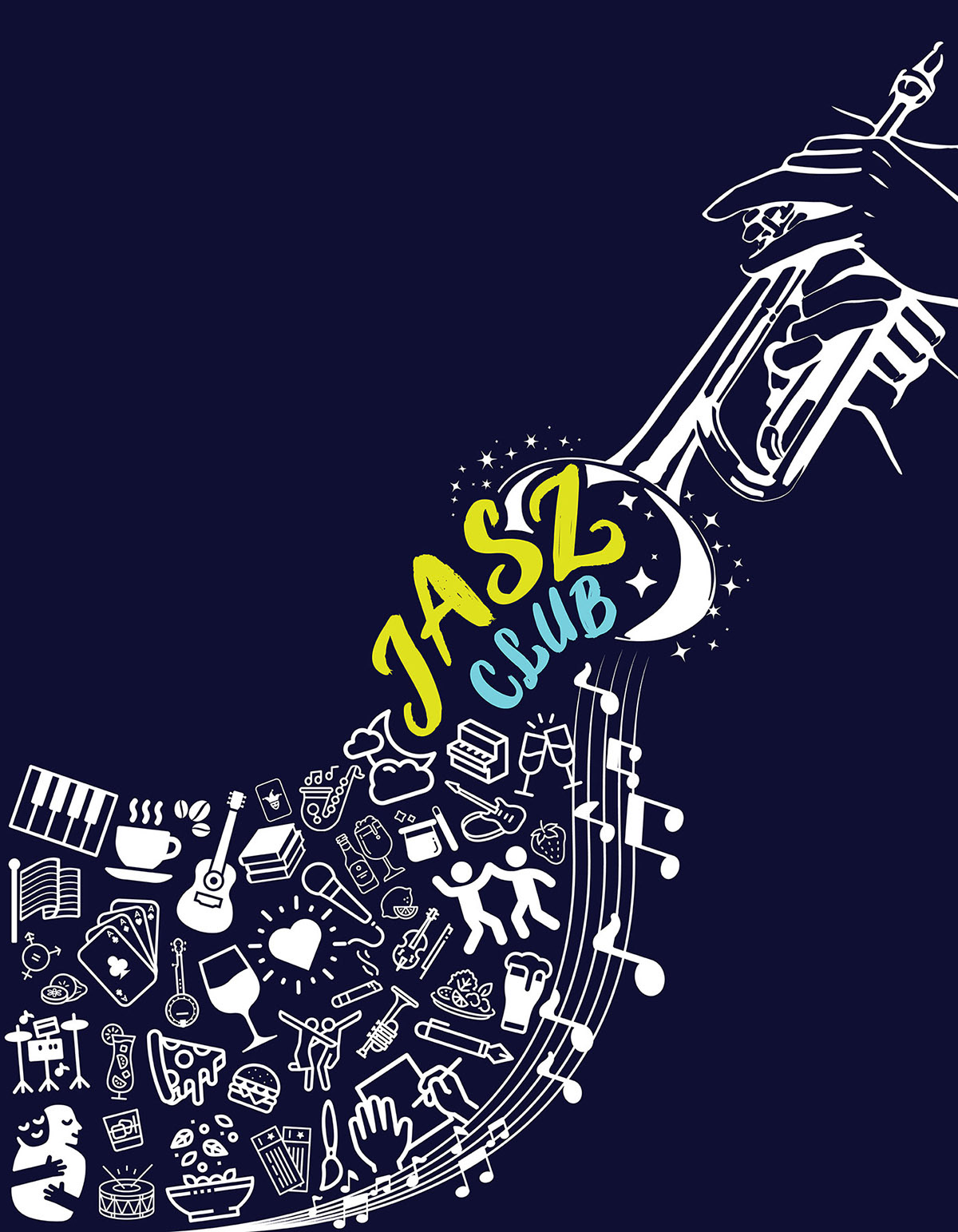 Ilustración vectorial de la T-shirt de Jasz Café Bar
