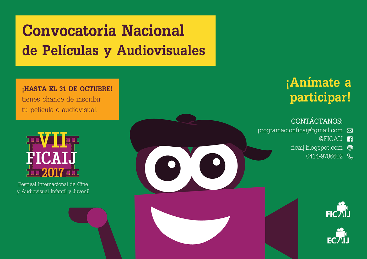Ilustraciones vectoriales y diseño del cartel para la 7ª edición del Festival Internacional de Cine FICAIJ