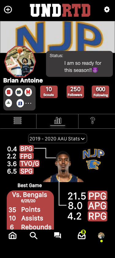 Athlete Stats Section