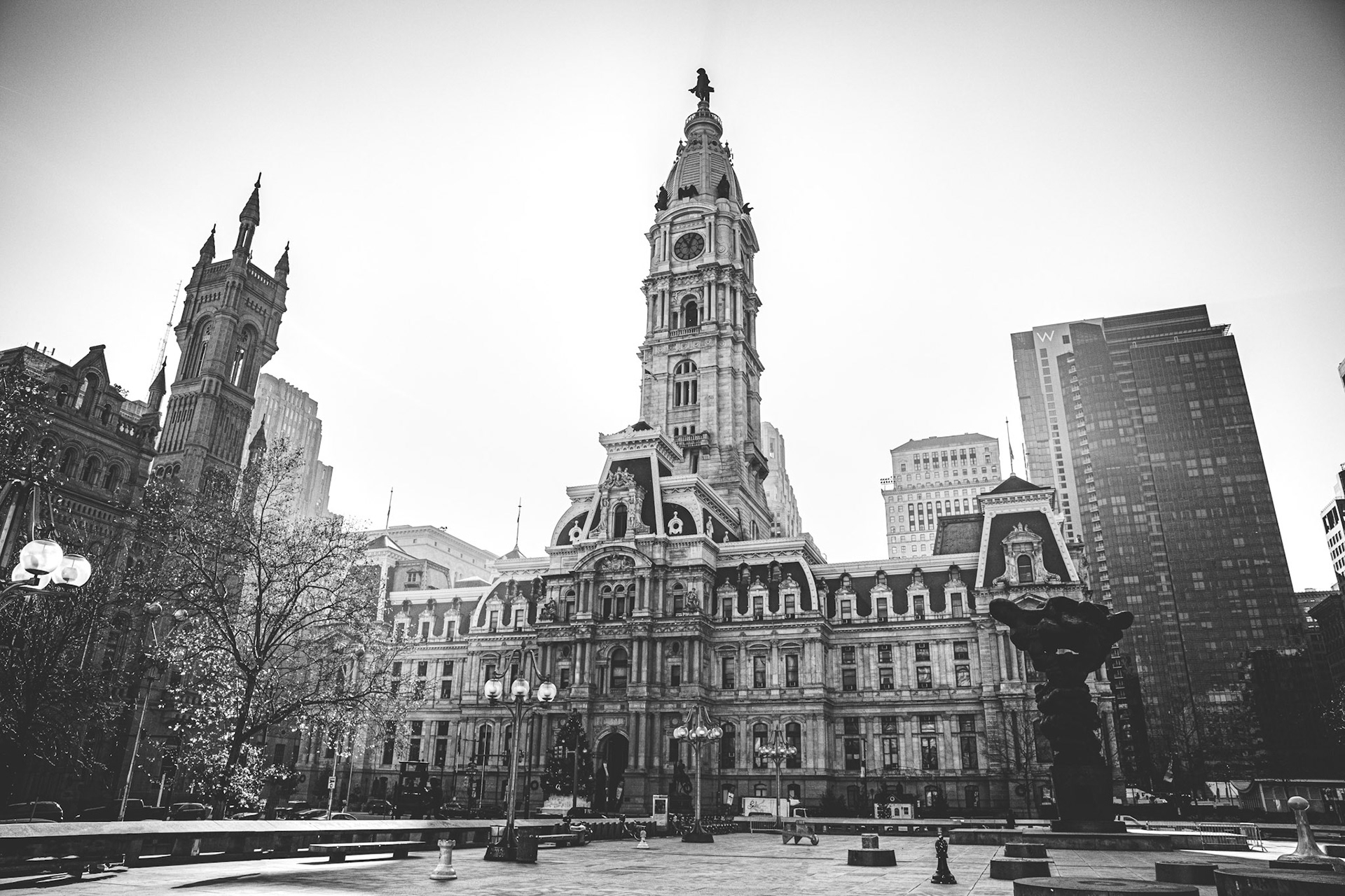 CITY HALL WIDE BW