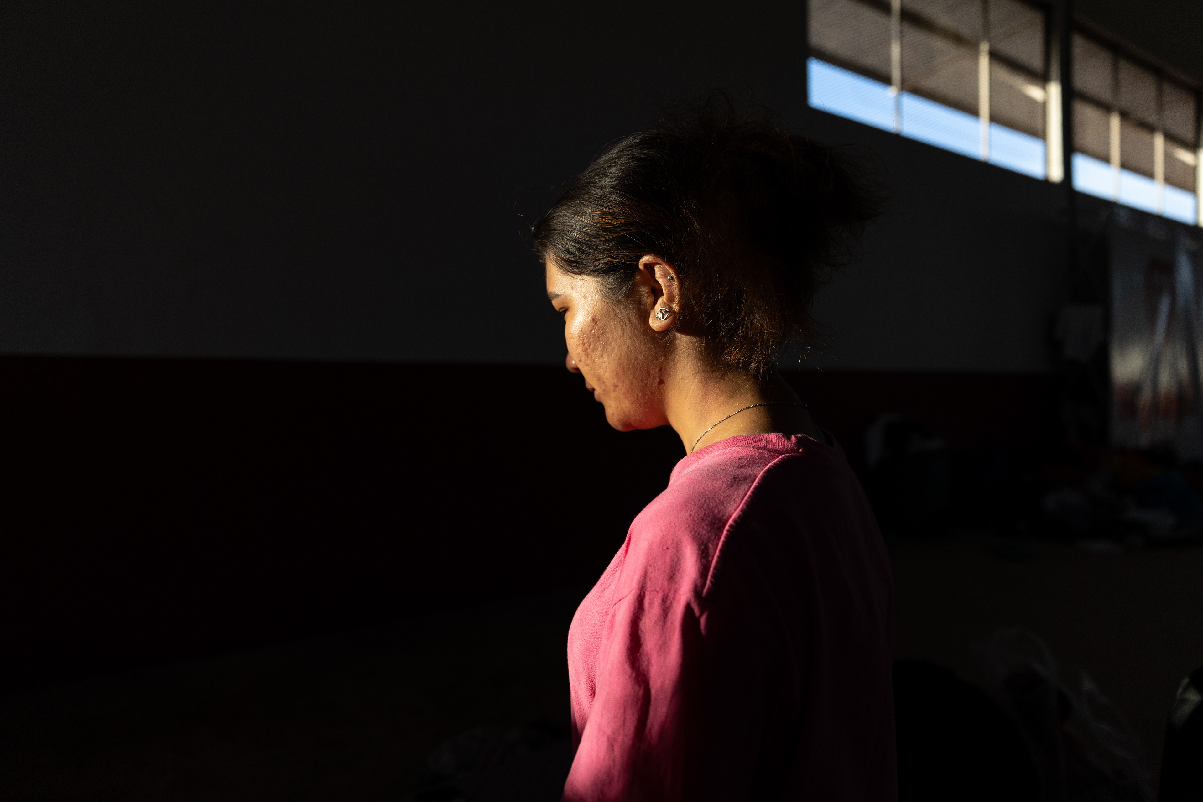 Suraiya Hussaini, 25 Afghanistan, at Fe y Alegría, a center supporting displaced individuals since 2017. She was deported from the United States under the Trump administration's mass deportation efforts. March 26, 2025, Panama City, Panama.