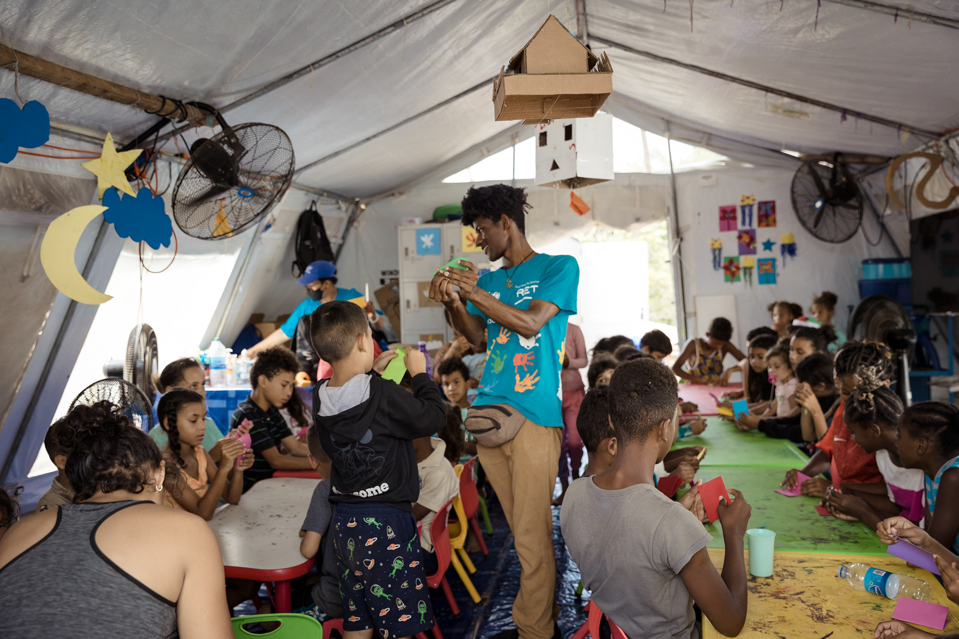 Friendly space to entertain children at San Vicente camp, Province of Darien, Panama. April 27, 2023.