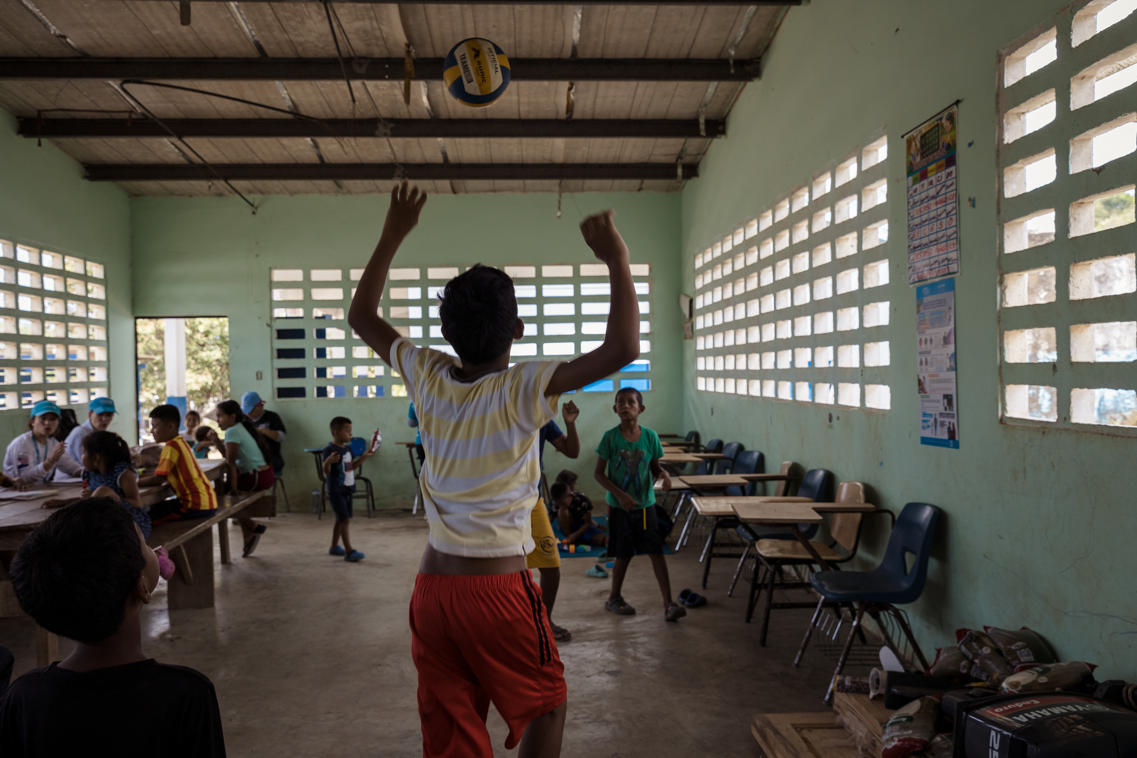 Friendly space to entertain children at San Vicente camp, Province of Darien, Panama.