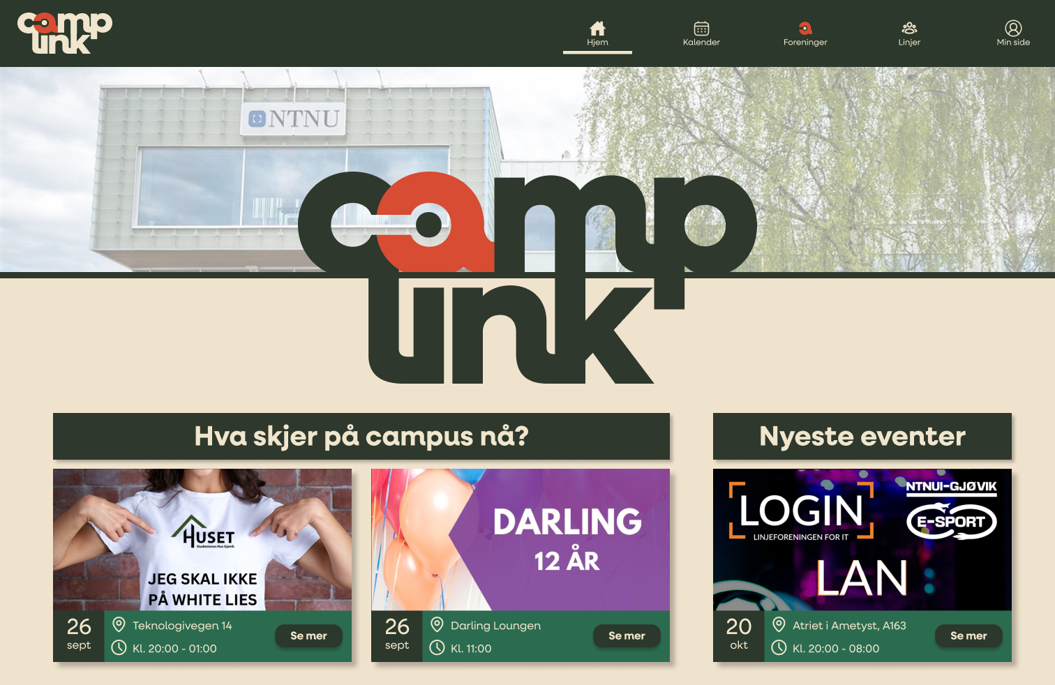 Hjemmesiden til Camplink