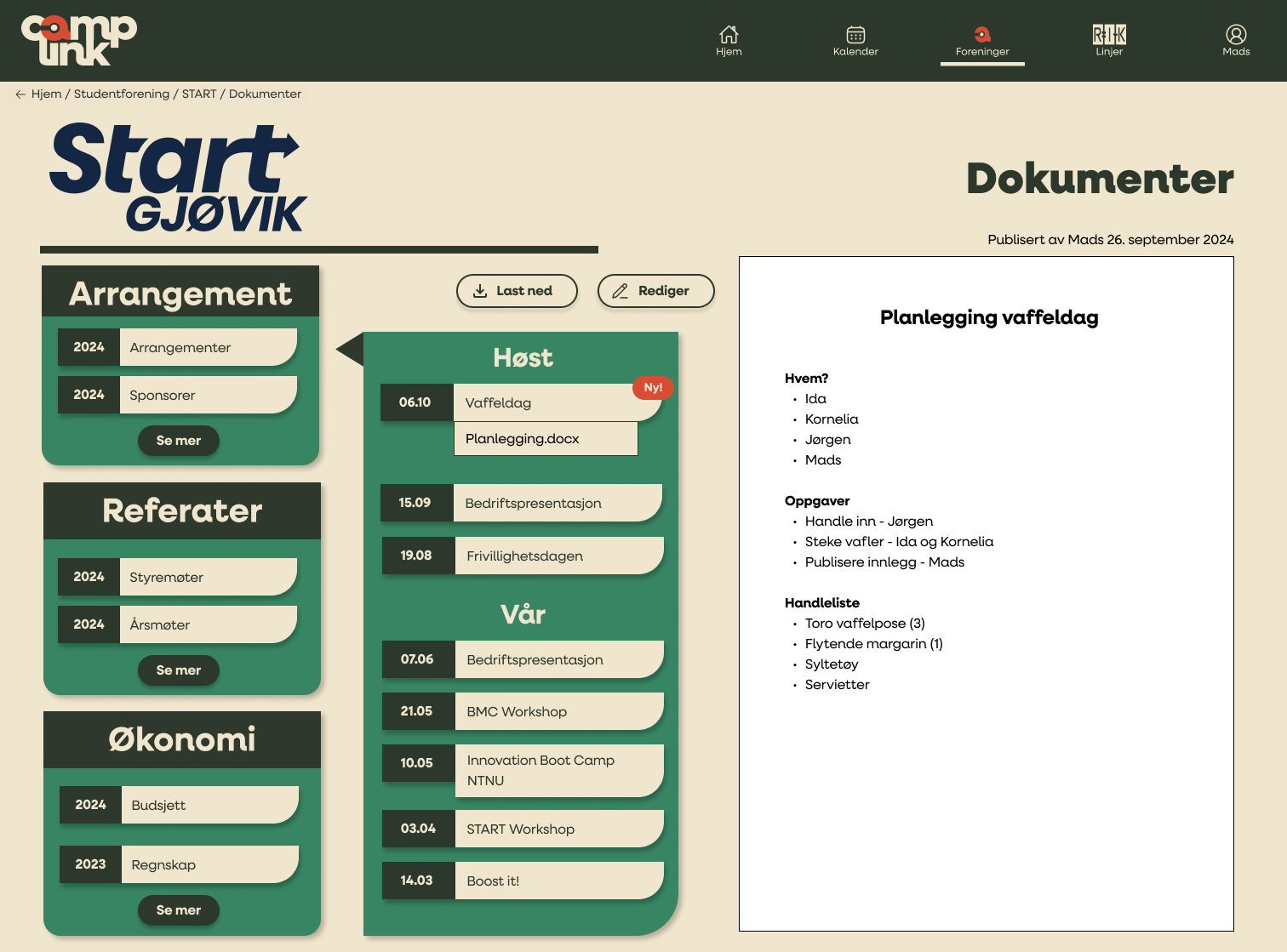 Dokument siden til Start