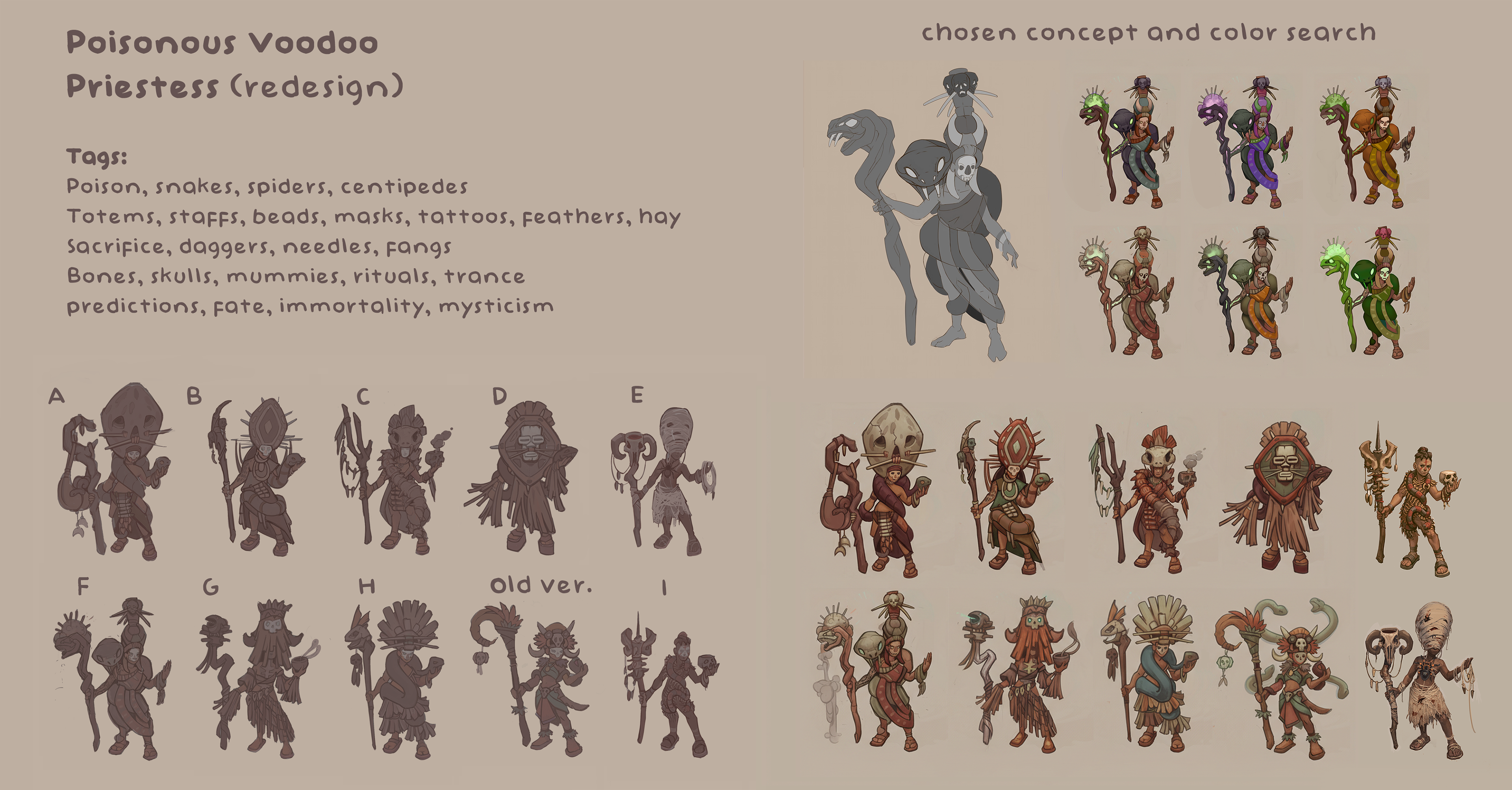  visual language and concept exploration, silhouette search, color drafts and final palette selection