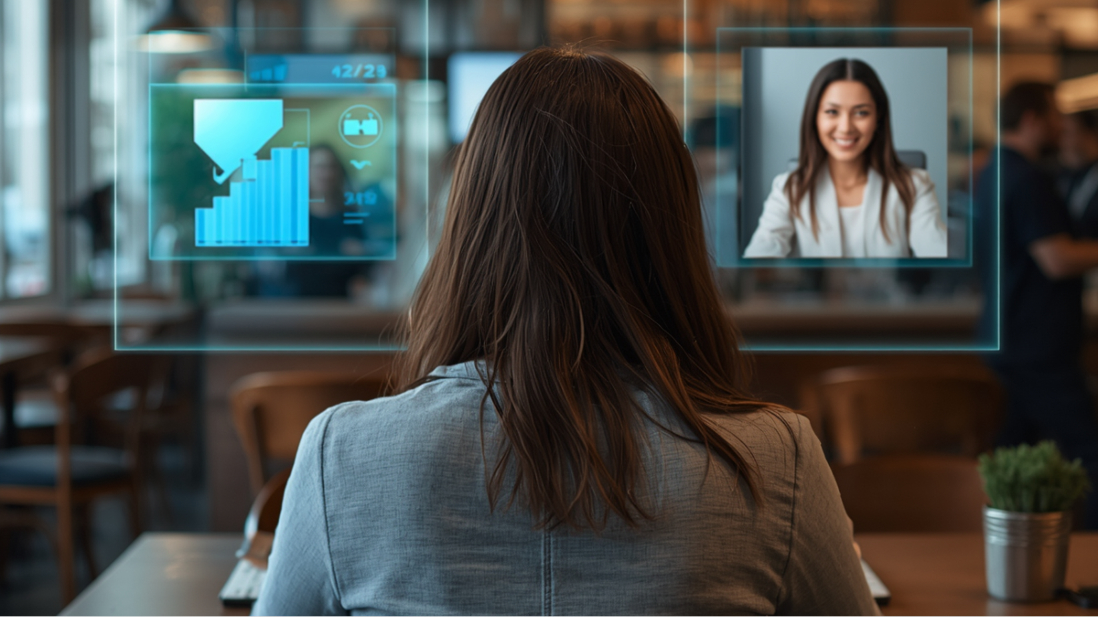 AI Generated depiction of the AR use-case. On the go, full virtual screens with retina level resolution, that exceeds monitors, while being in a light form factor.