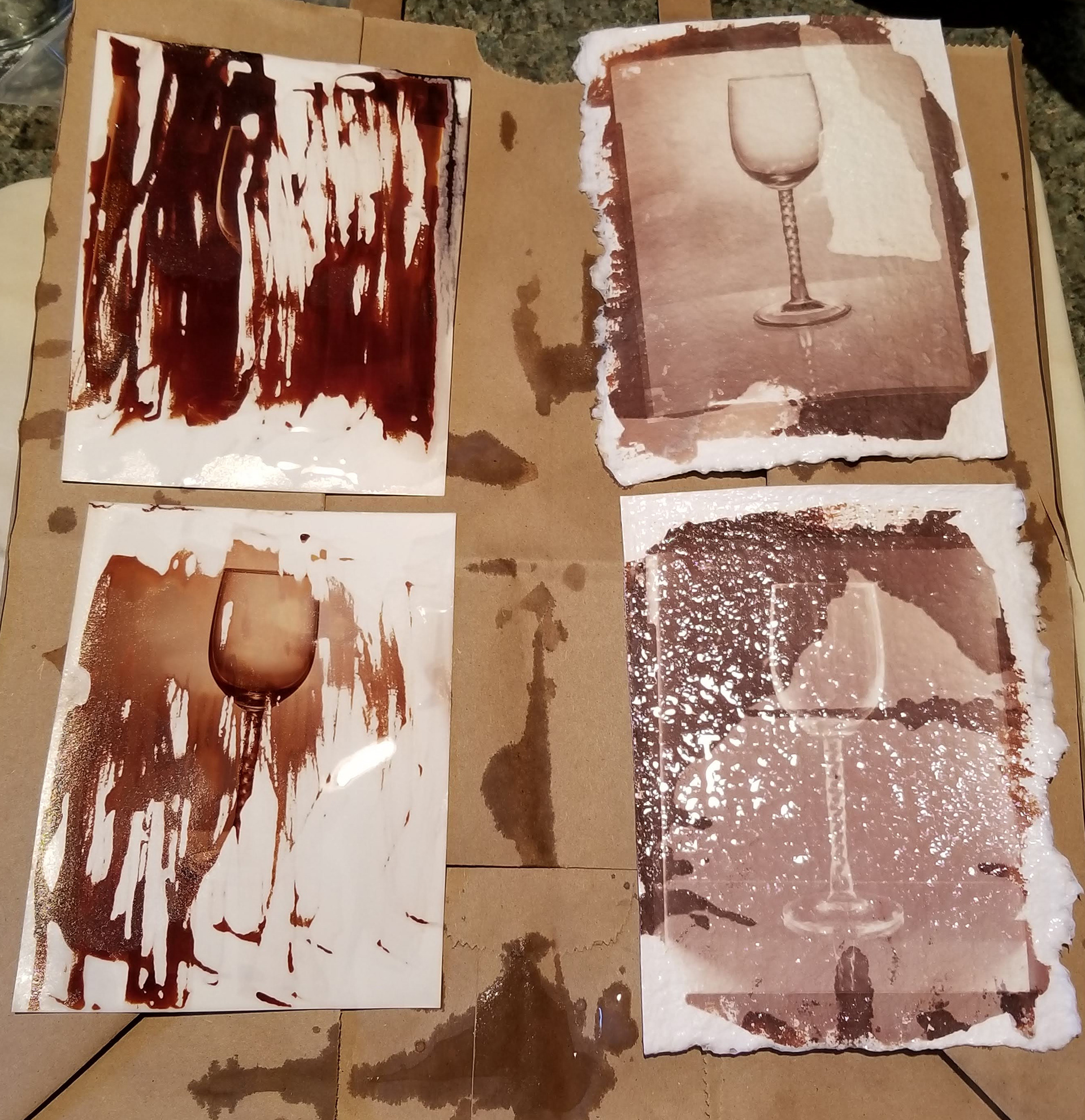 first round of attempts with 2 kinds of paper