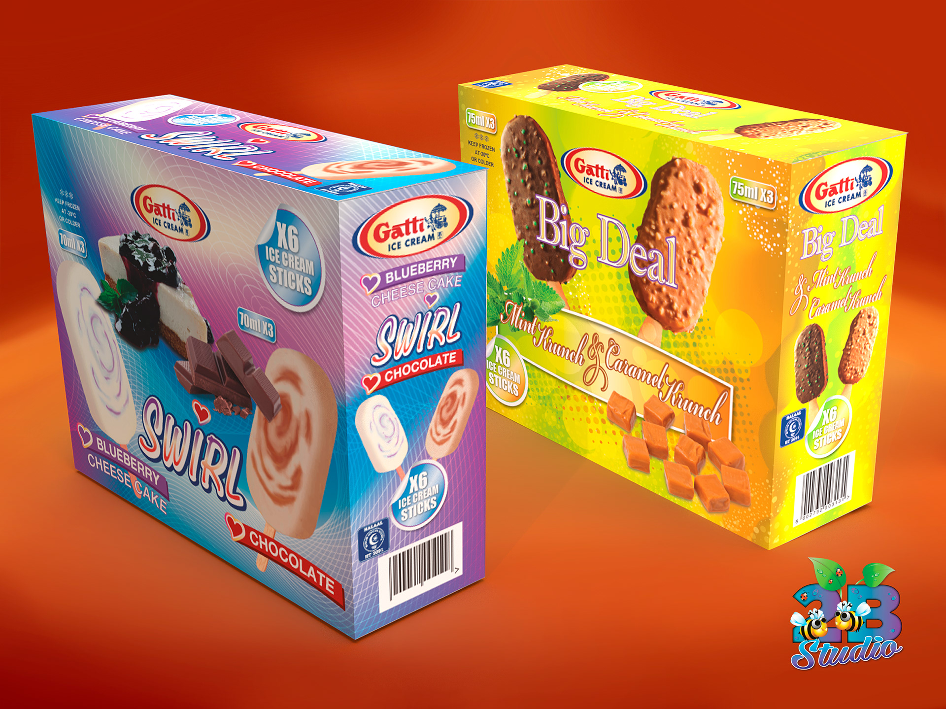 Concept Designs for Gatti Ice Cream - 3D rendering