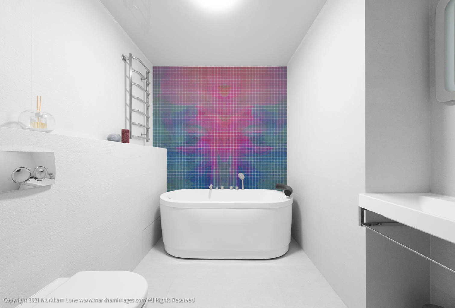 Custom printed mosaic resin tiles are lightweight, durable and waterproof and creates a unique point of difference indoors or outdoors.