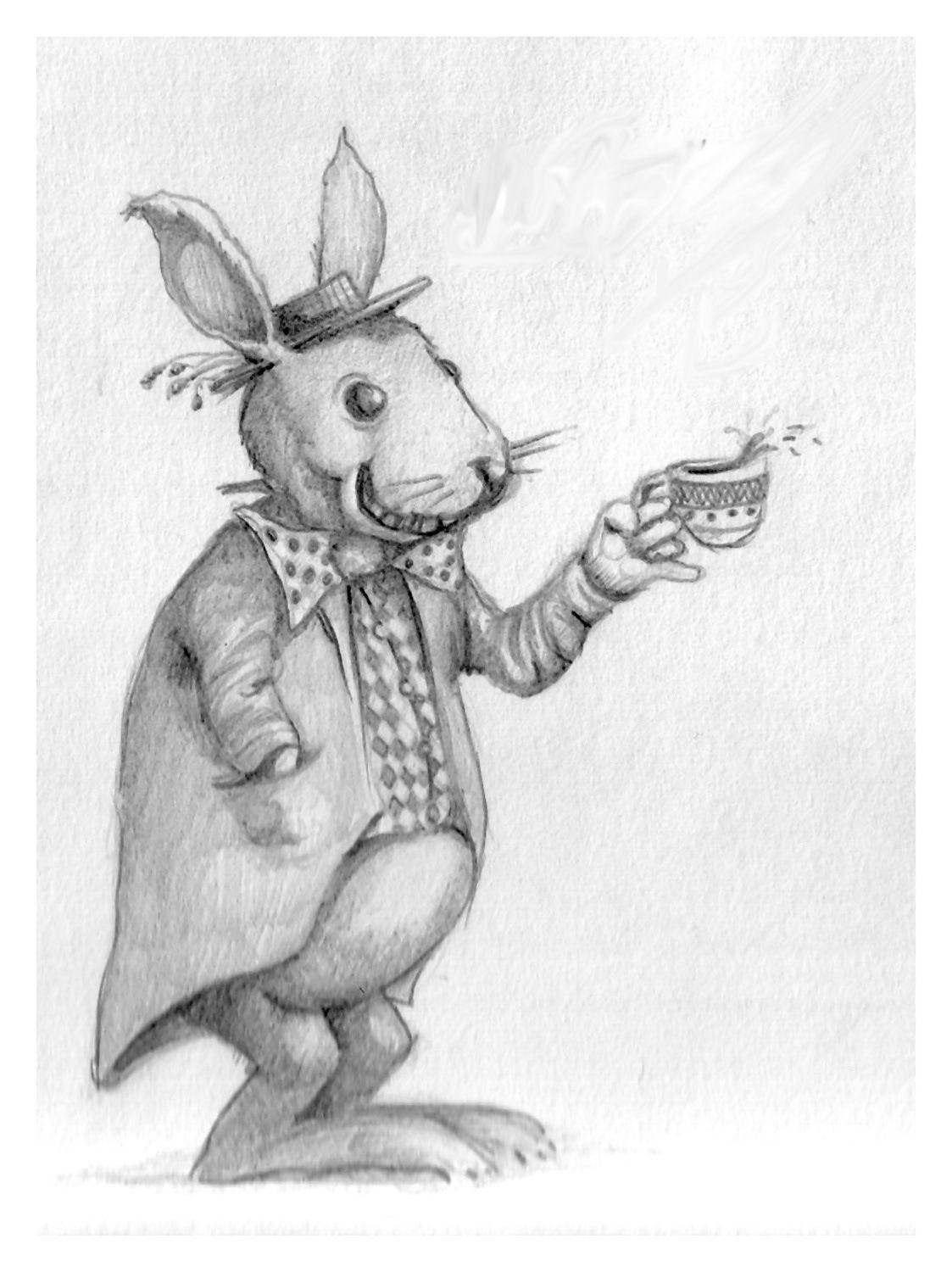 Pencil concept sketch for Alice in Wonderland's March Hare.