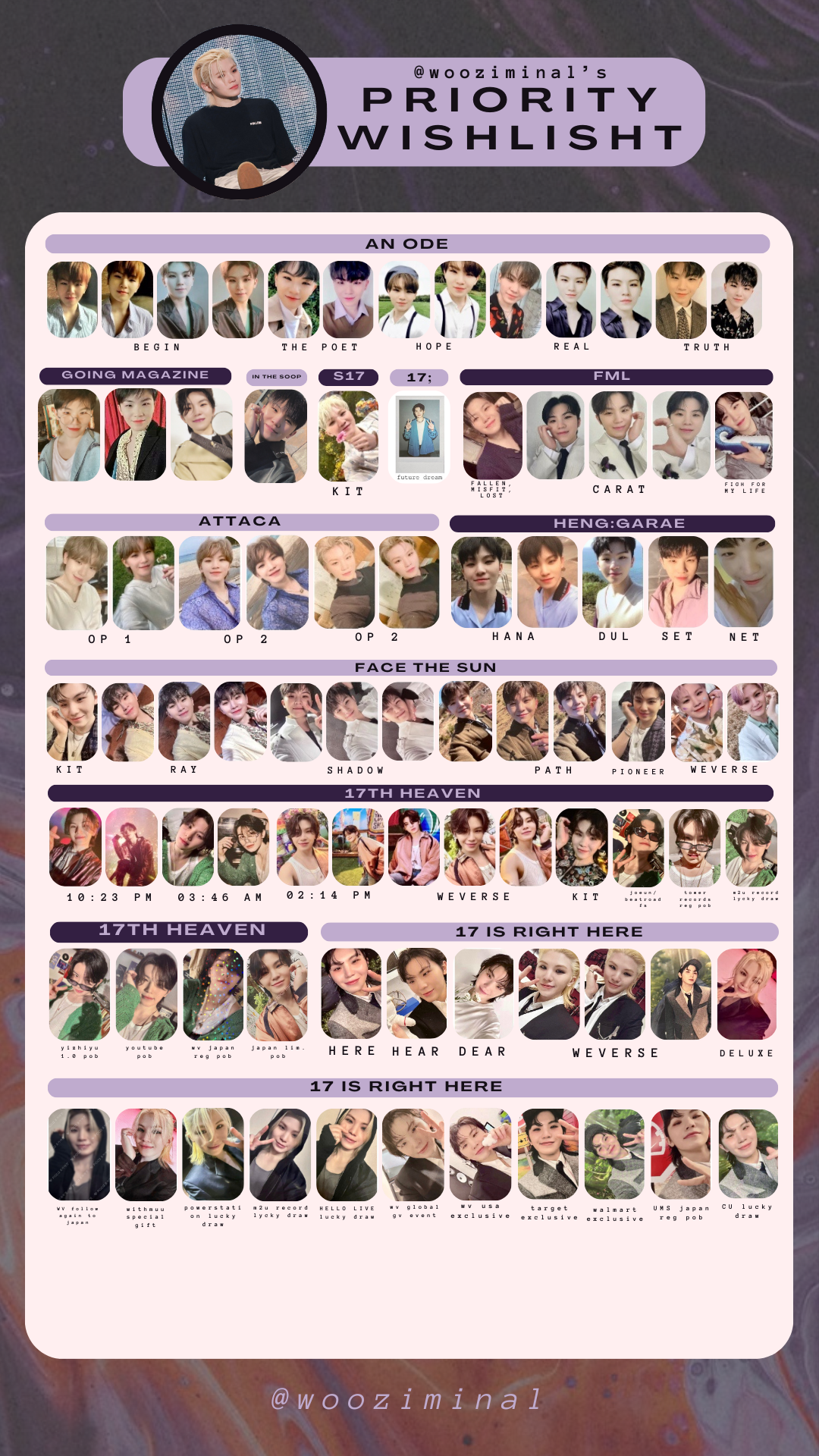 idol photocard wishilist