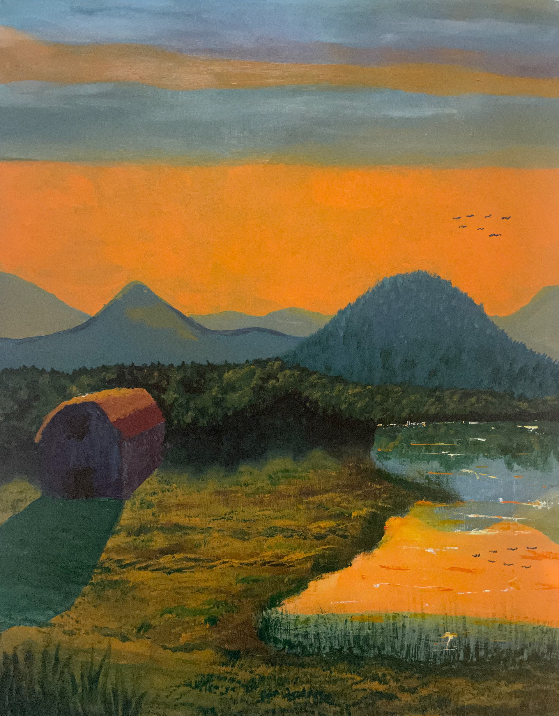 Using a cutout of another painting and color palette to create another one.