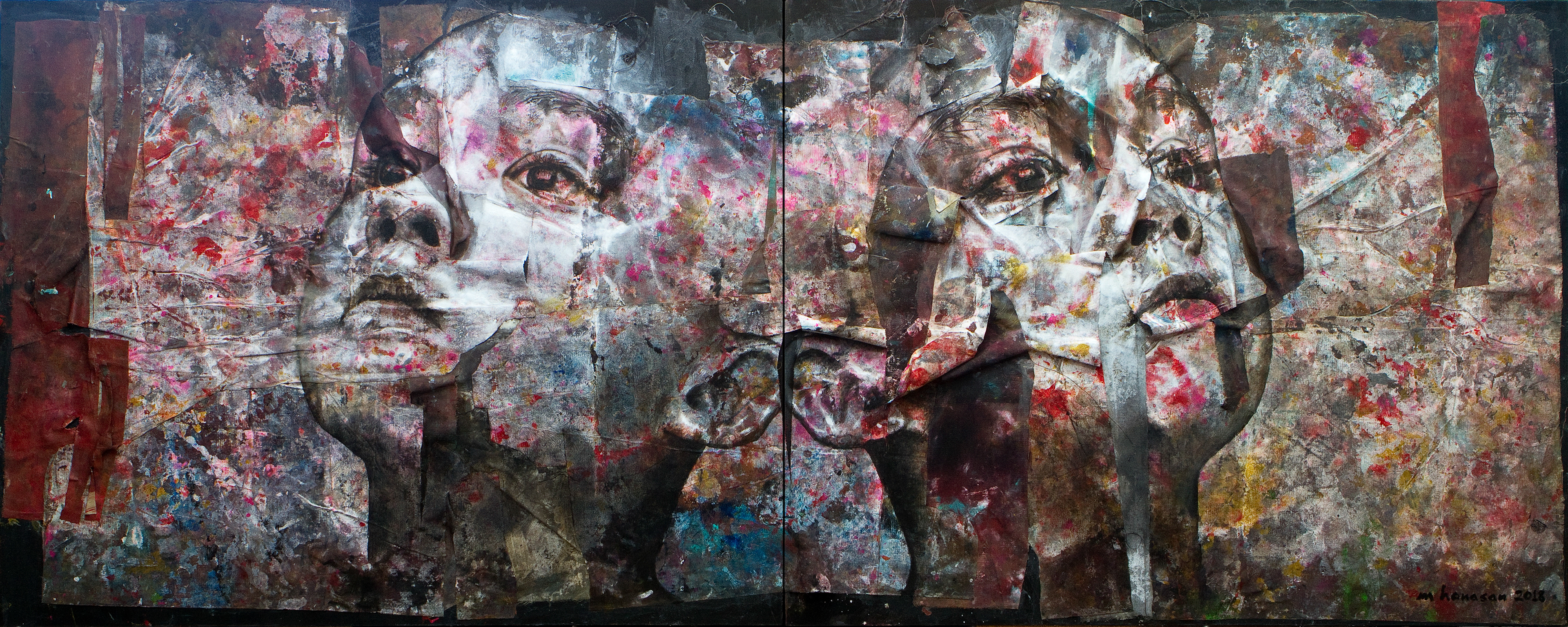“Two Seasons” mixed media on canvas 48 in. x 120 in.